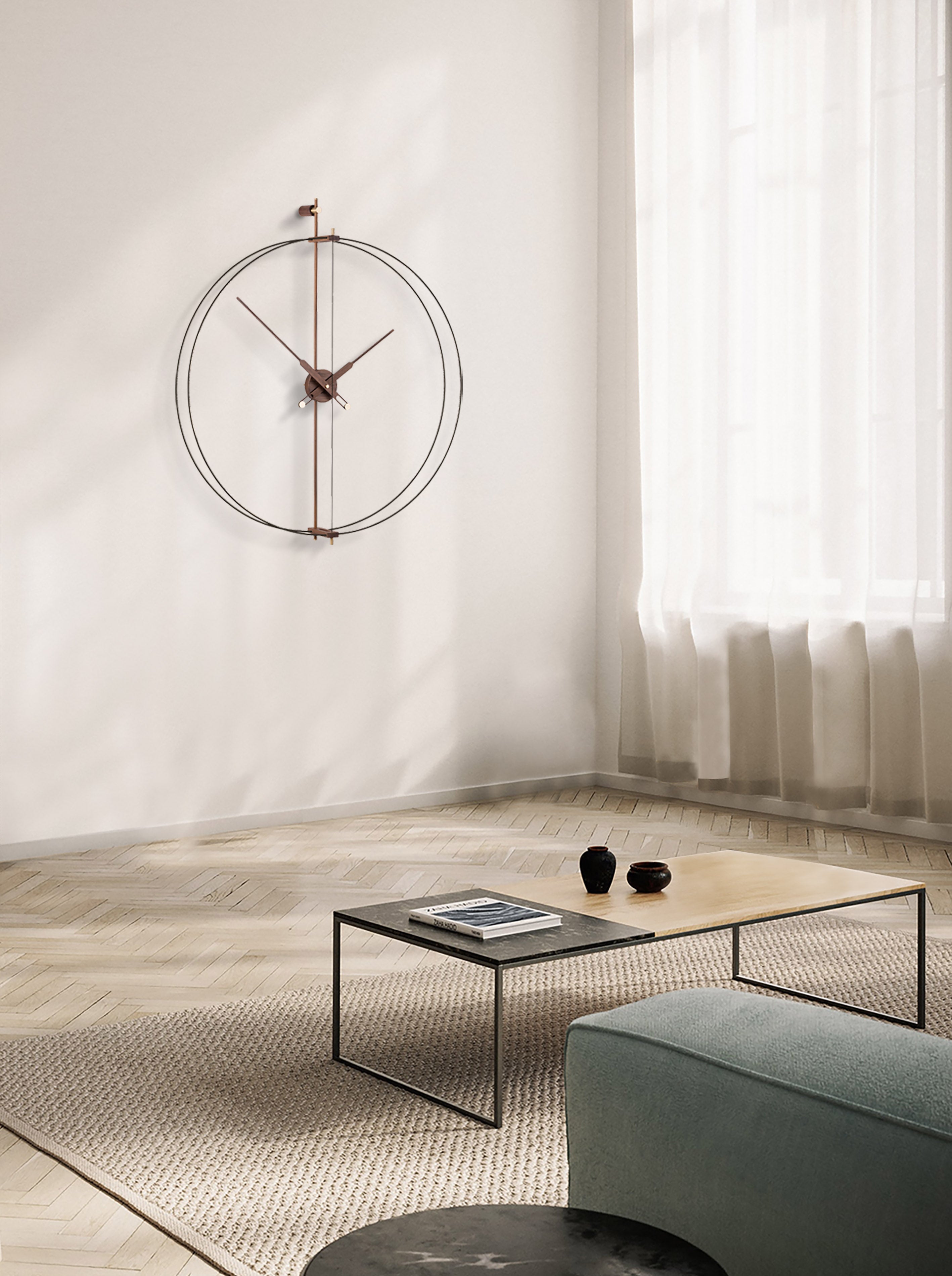 Nástěnné hodiny BARCELONA PREMIUM ořechové dřevo s černou