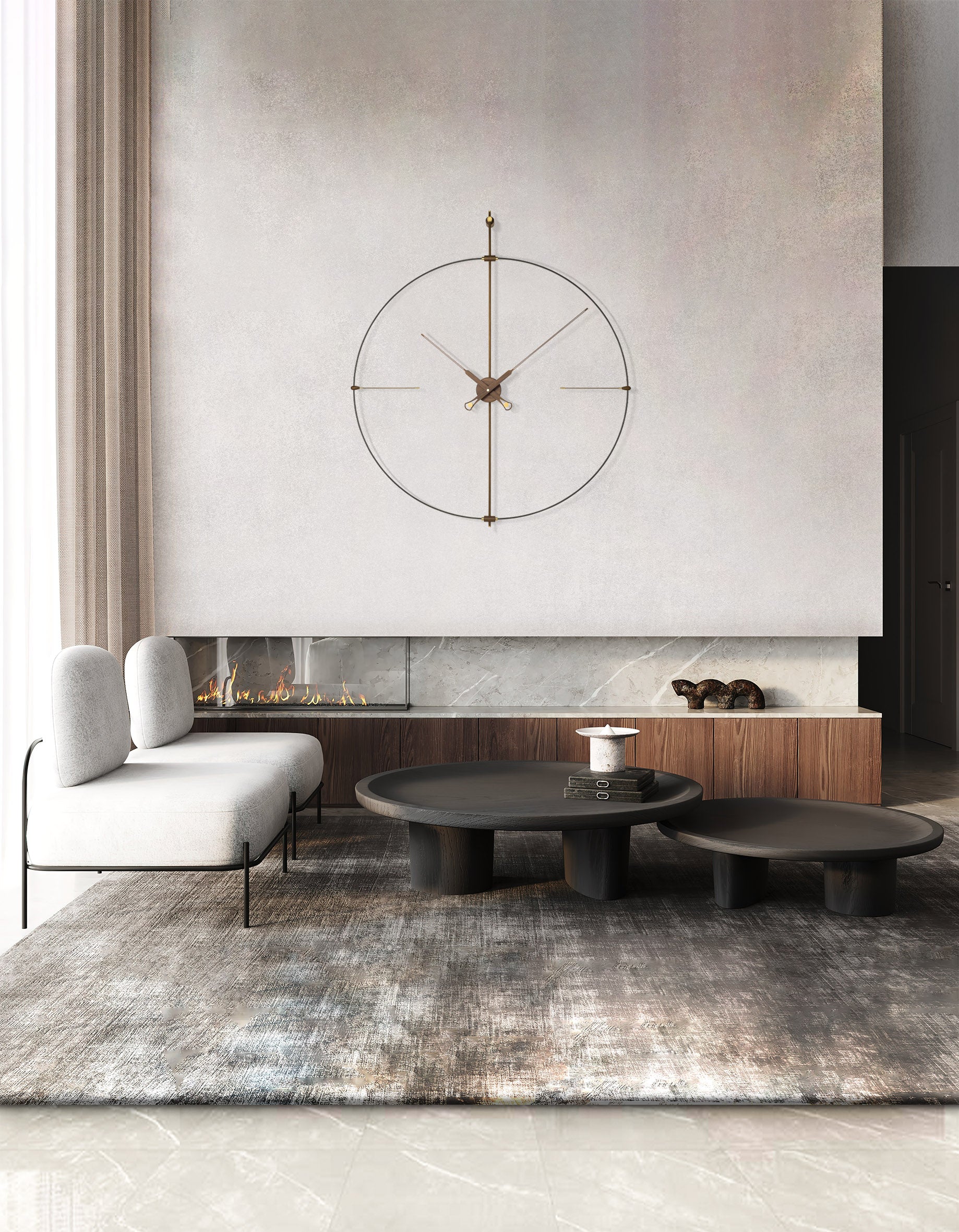 Nástěnné hodiny BILBAO PREMIUM ořechové dřevo s černou