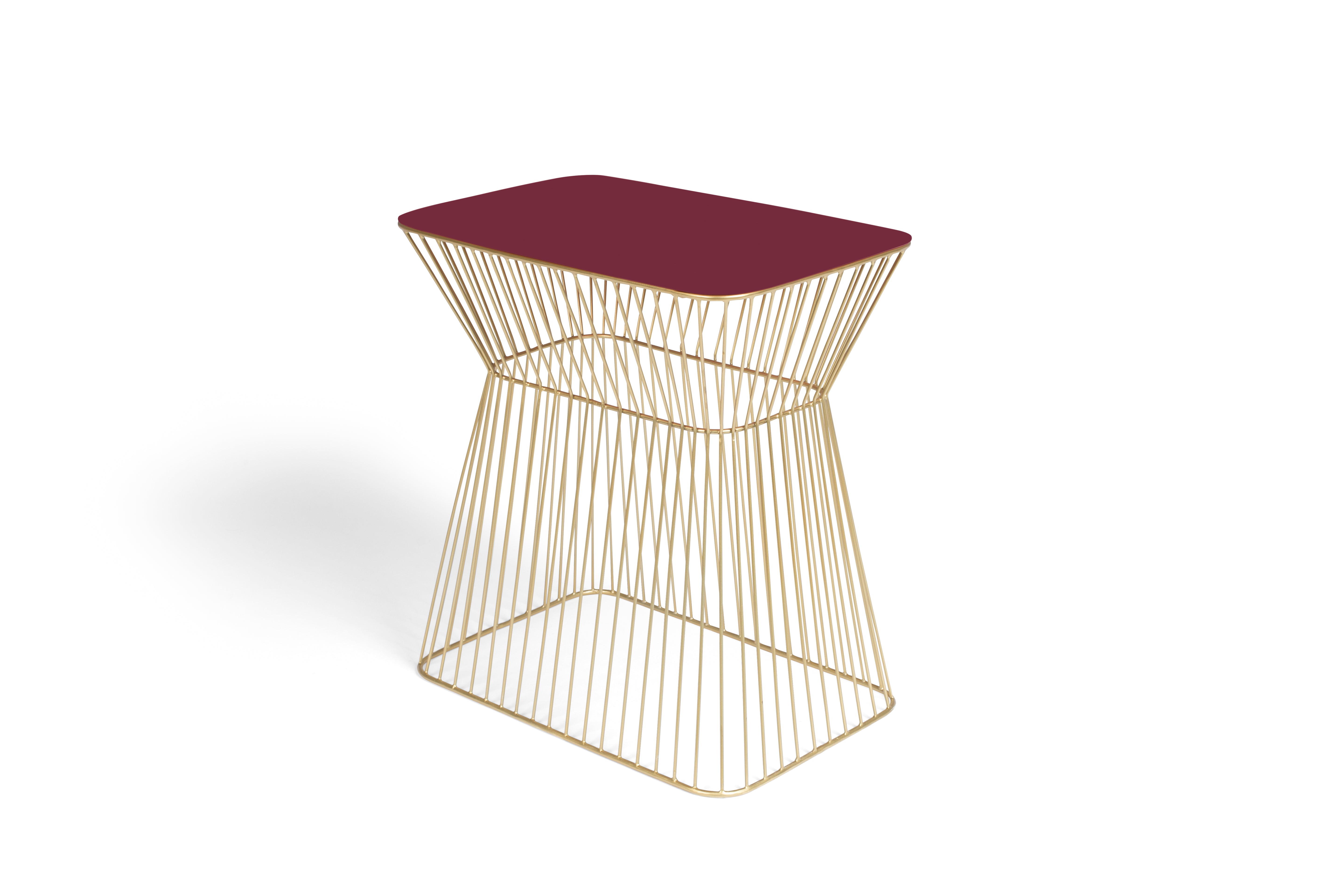 NO OFFENCE side table red wine with a gold base