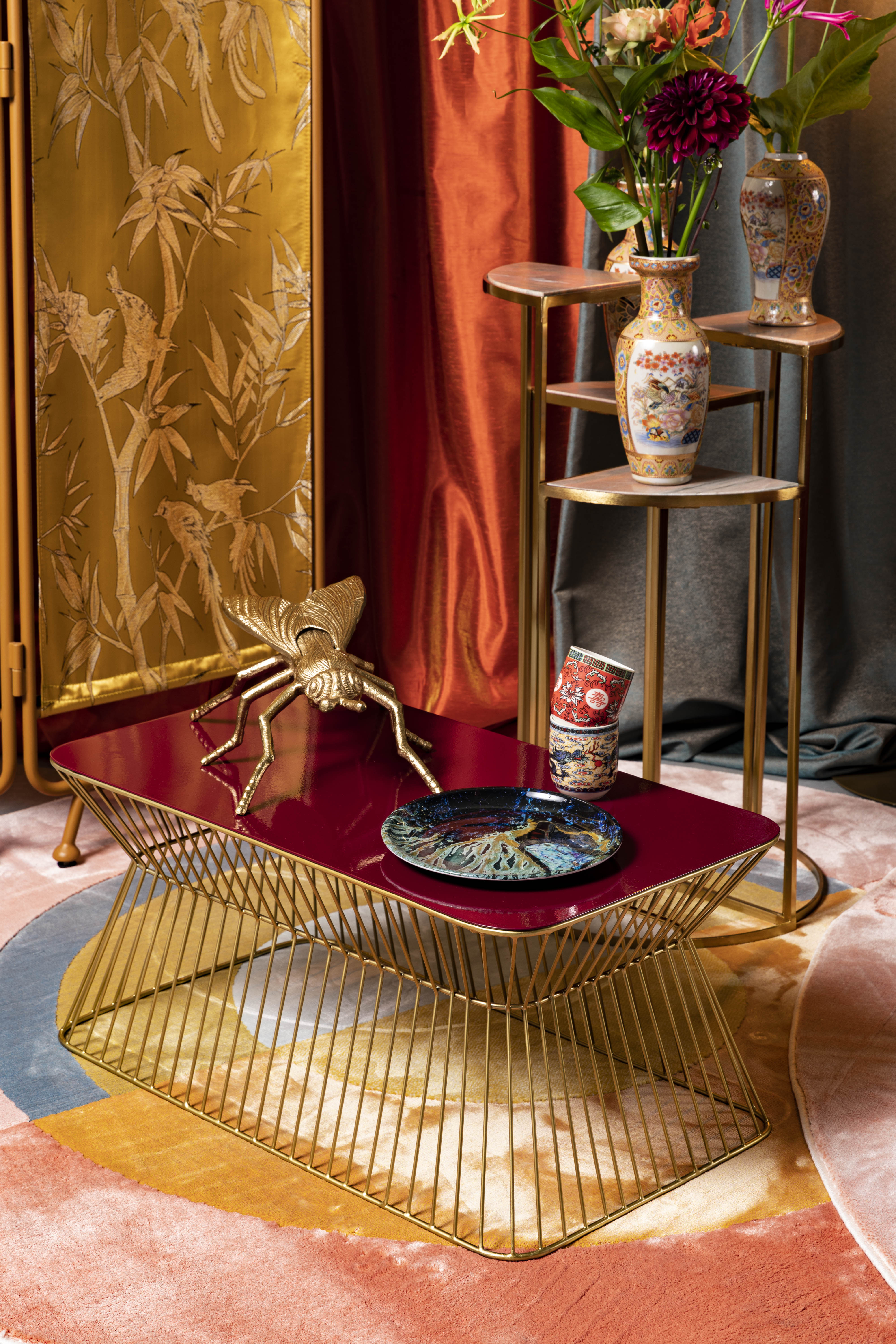 NO OFFENCE wine coffee table with a gold base