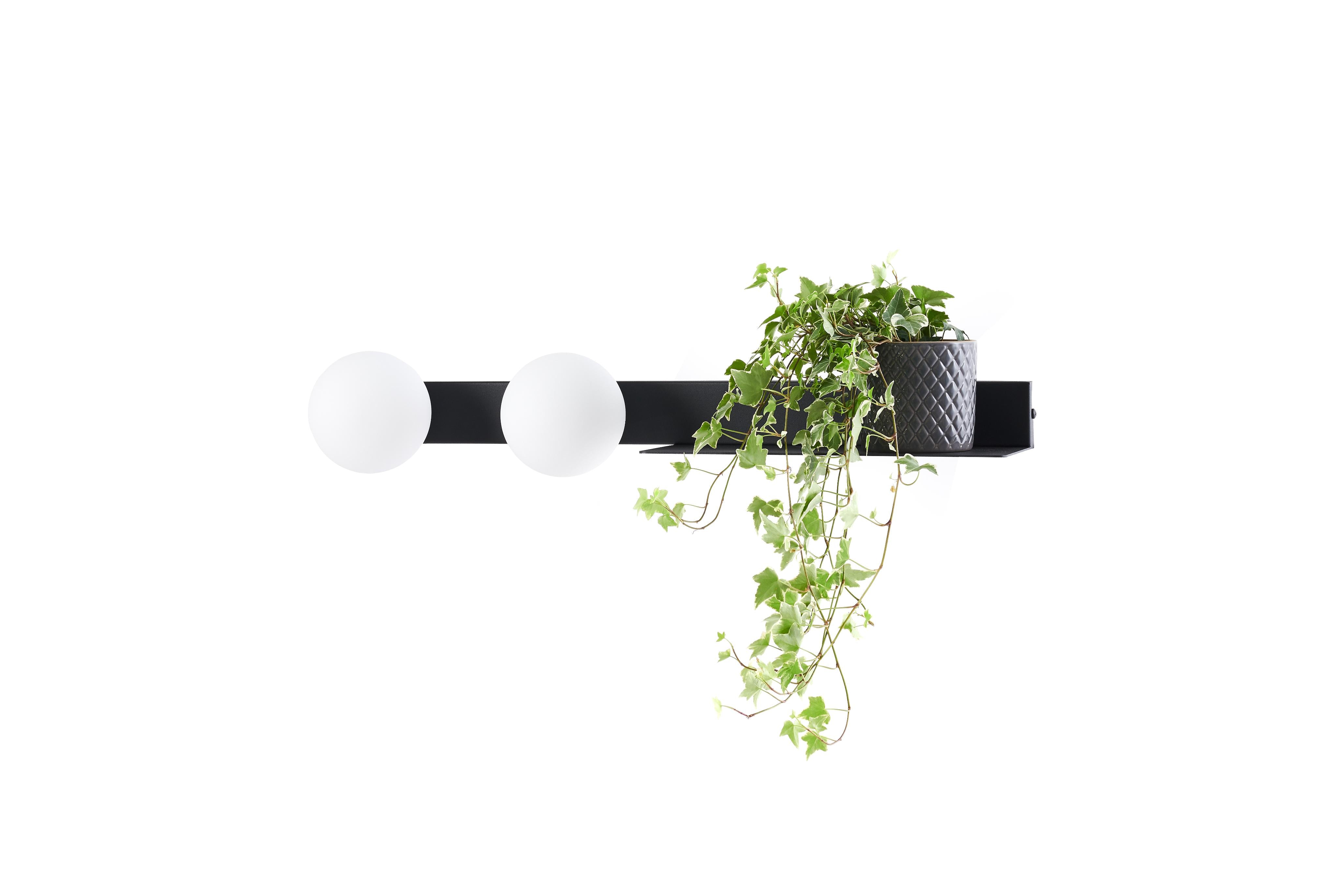 Two-Point Wall Lamp with Shelf BOTANICA DECO Black