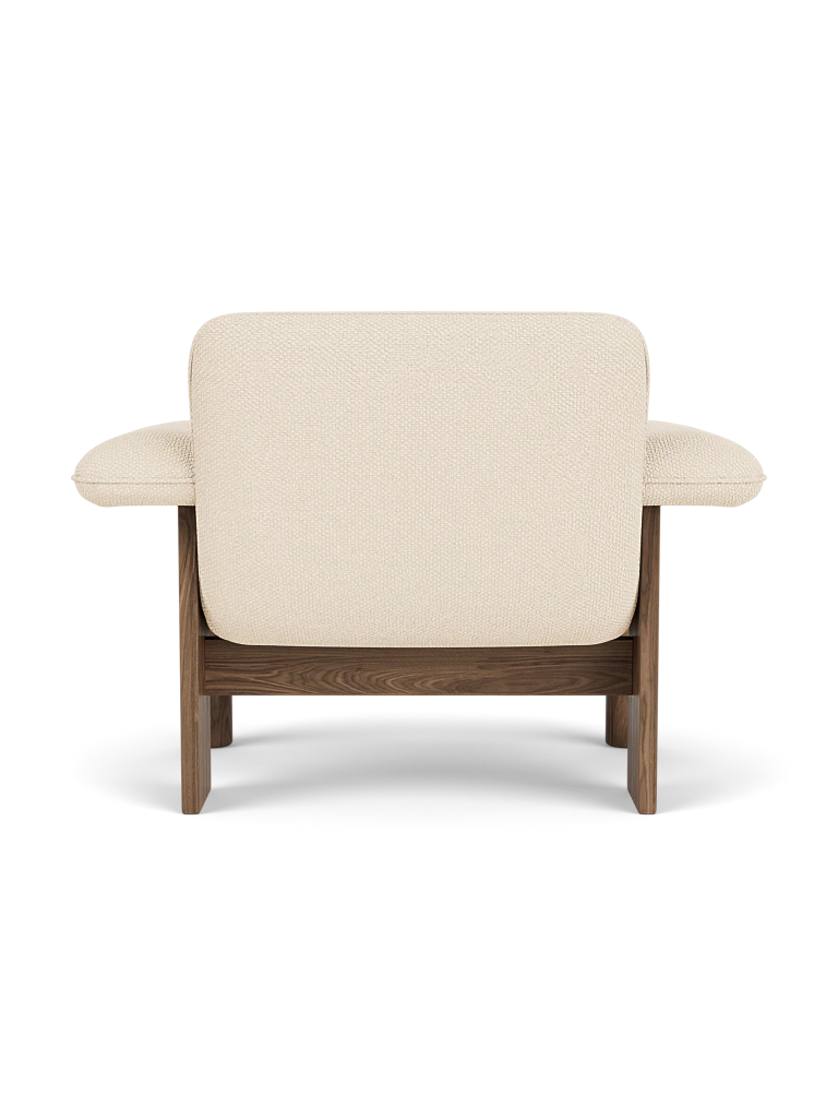 BRASILIA cream armchair with walnut base