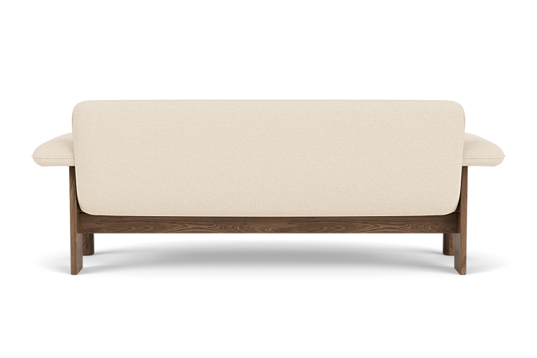 BRASILIA sofa in cream with walnut base