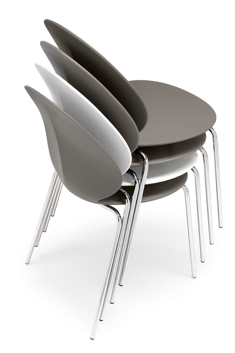 BASIL chair with gray seat and chrome metal base