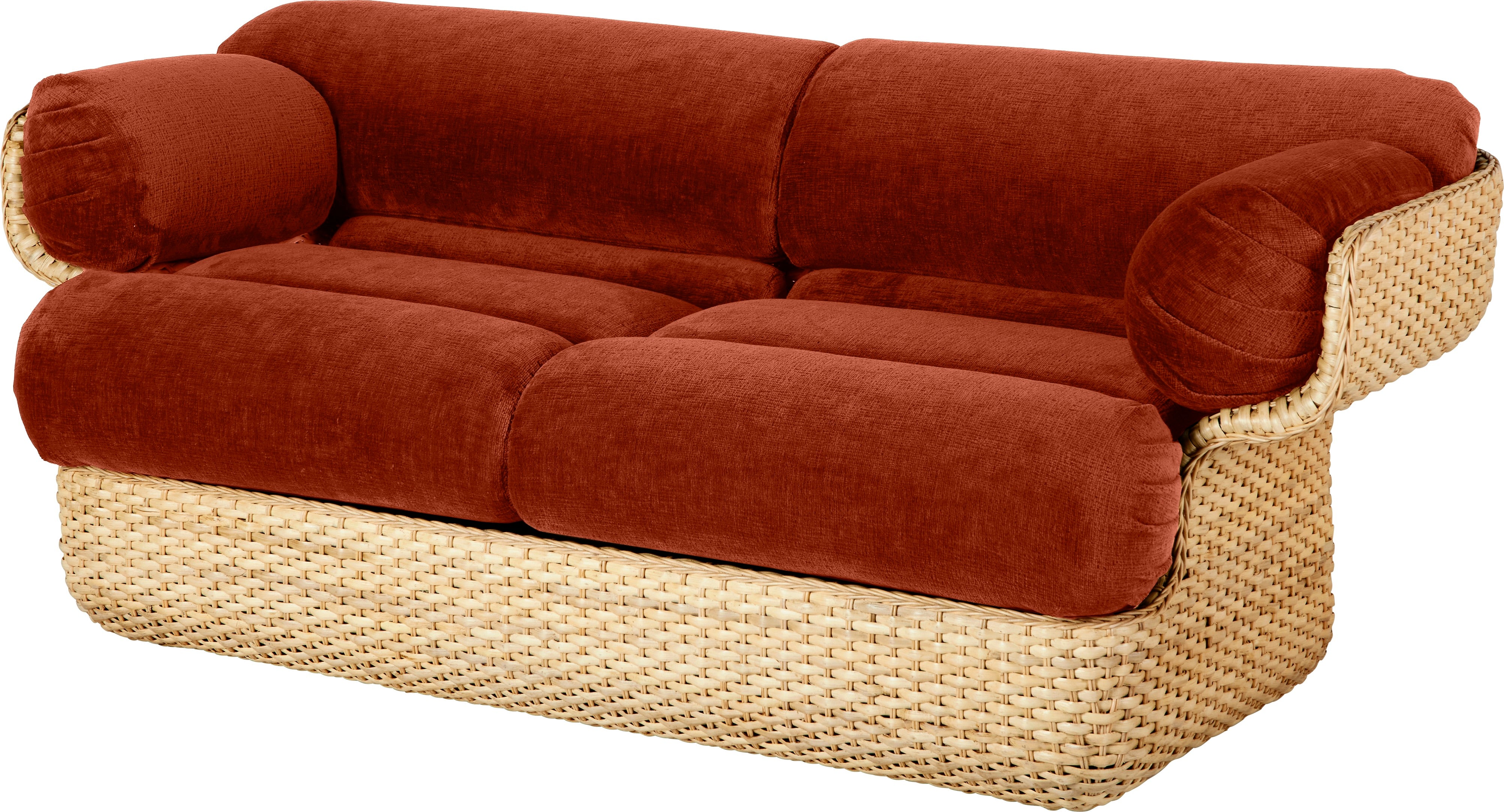 Sofa pro 2 osoby BASKET bordová s ratanem