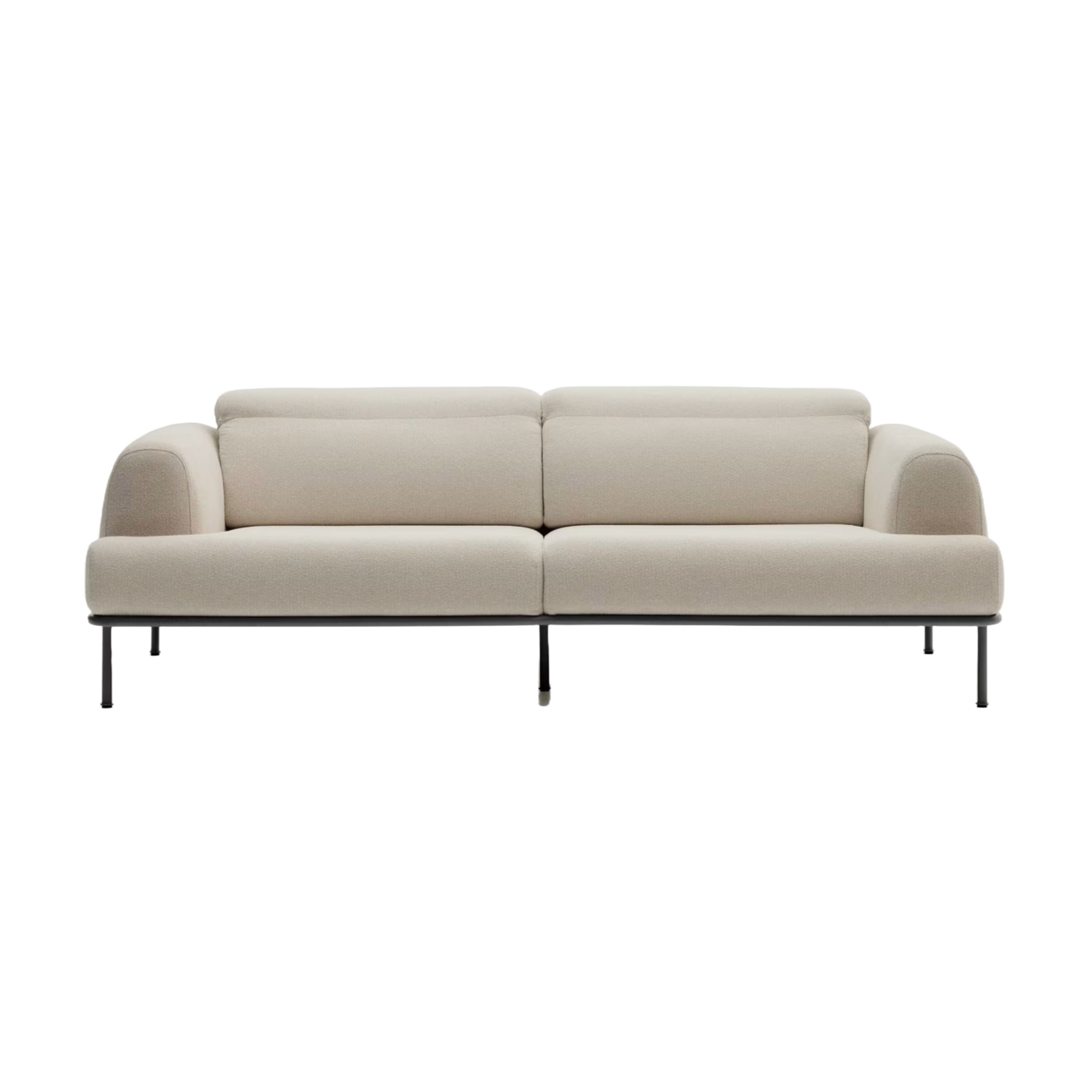 3-seater AURUM ecru chenille sofa with a dark gray base