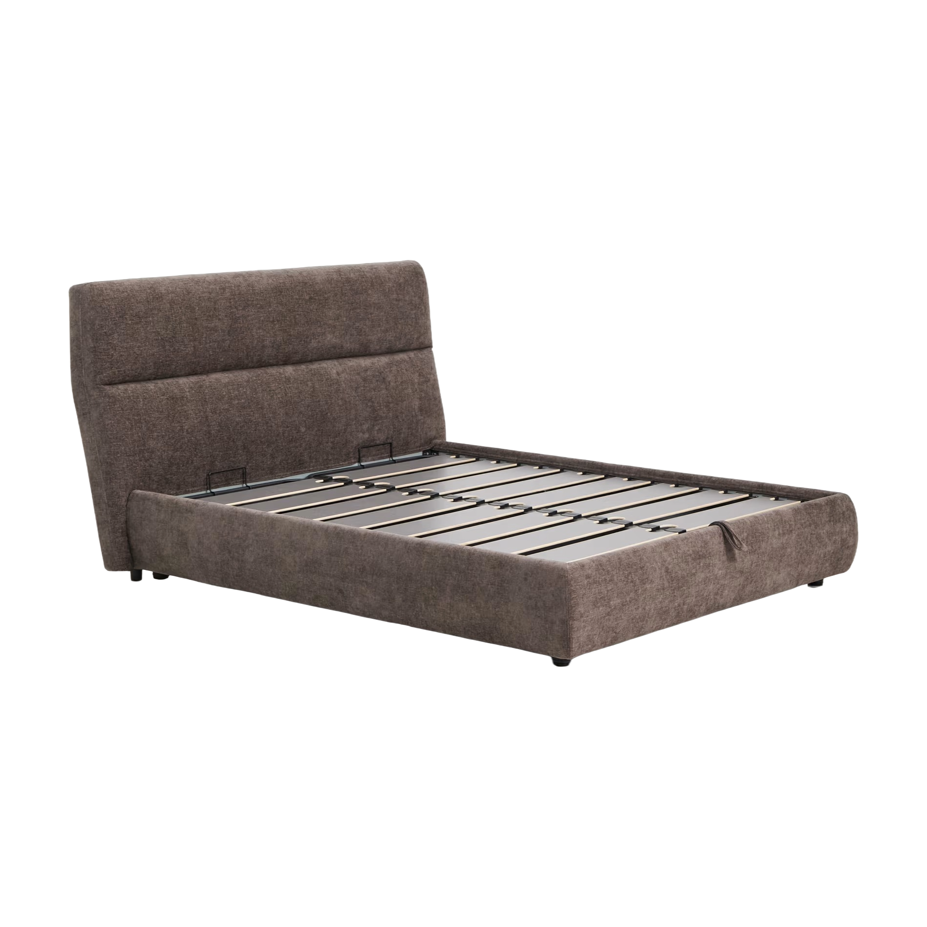 Bed with bedding storage DAFRA brown chenille