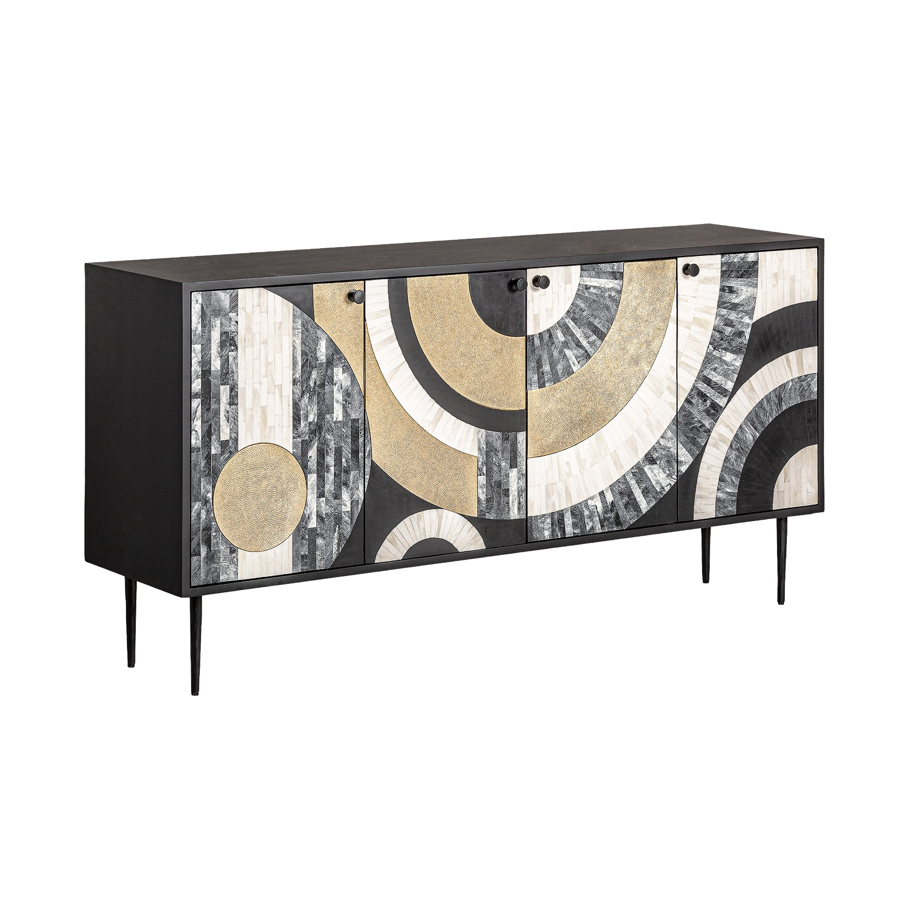 DARU Chest of Drawers in Black with Cream and Gold