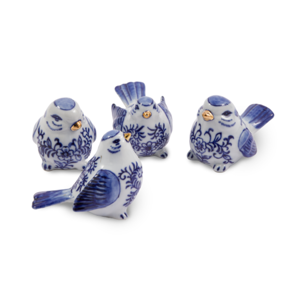BLUE BIRD FAMILY figurine set porcelain