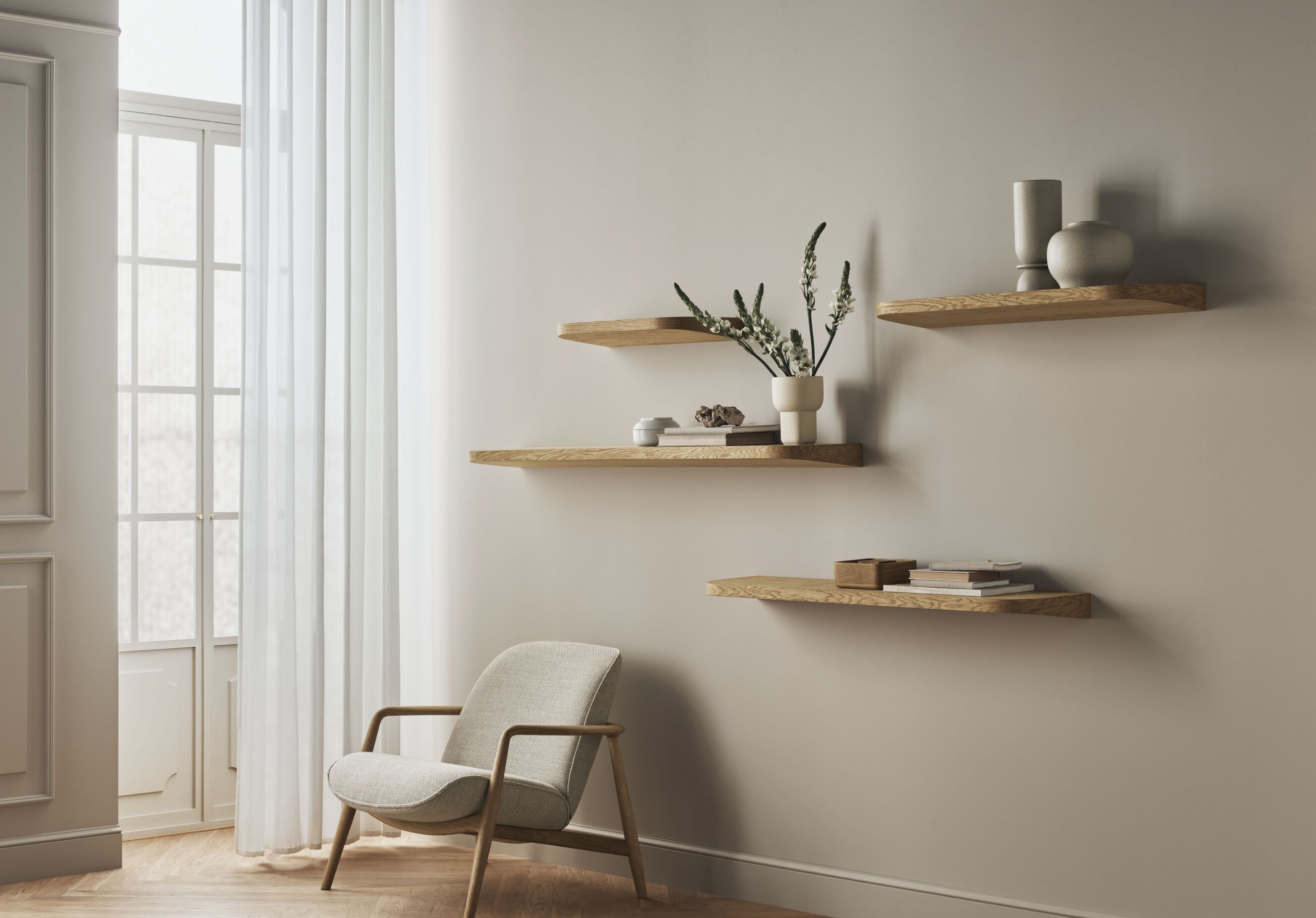 Polička VALA bělená dubová dýha