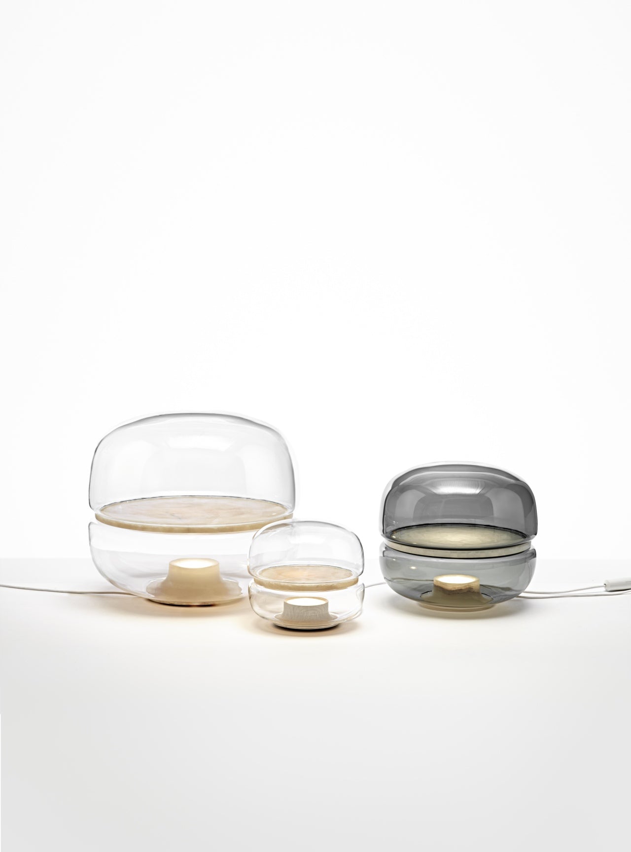 Macaron mini table lamp inflatable glass with onyx