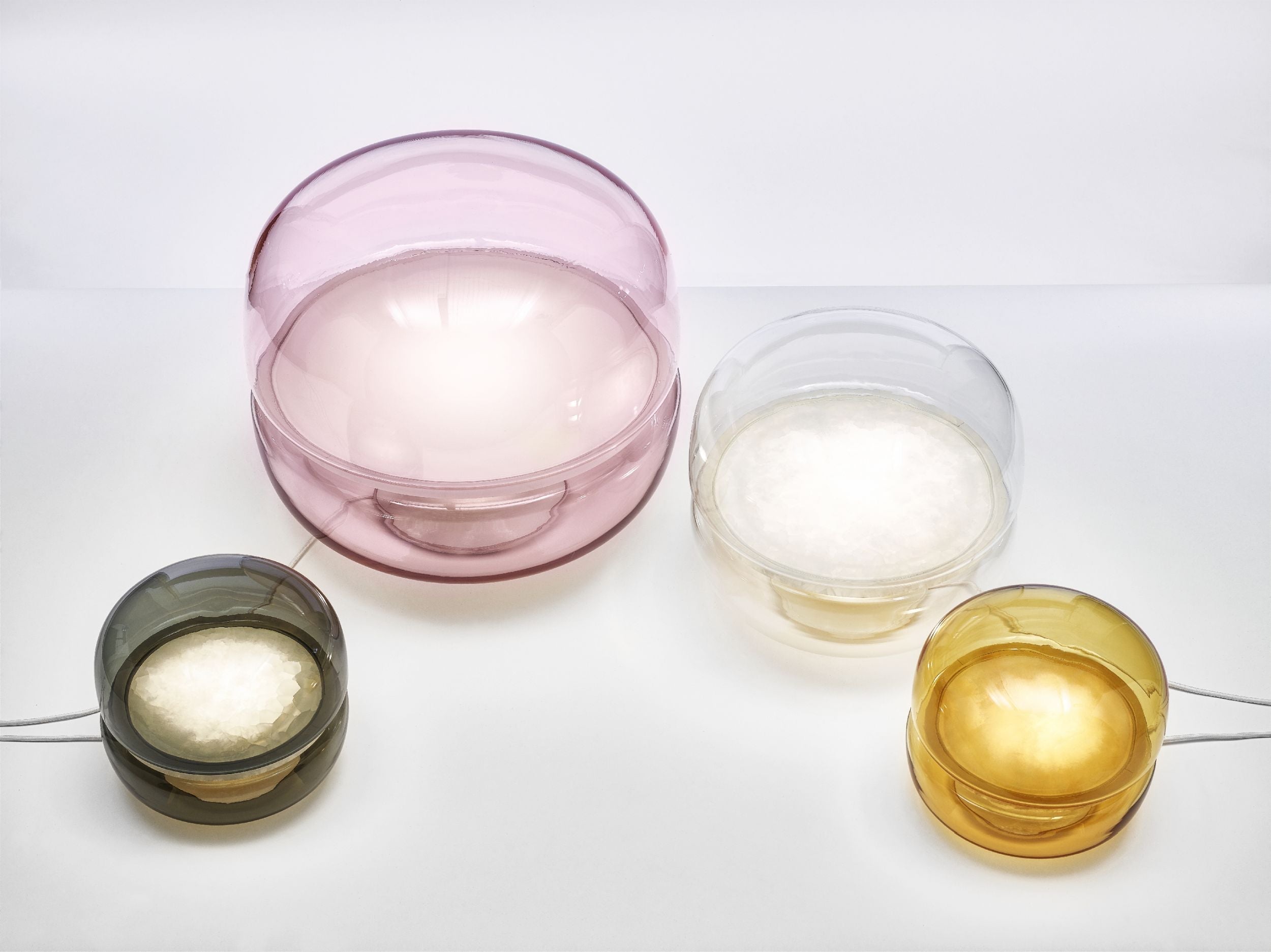 Macaron L table lamp inflatable glass with onyx