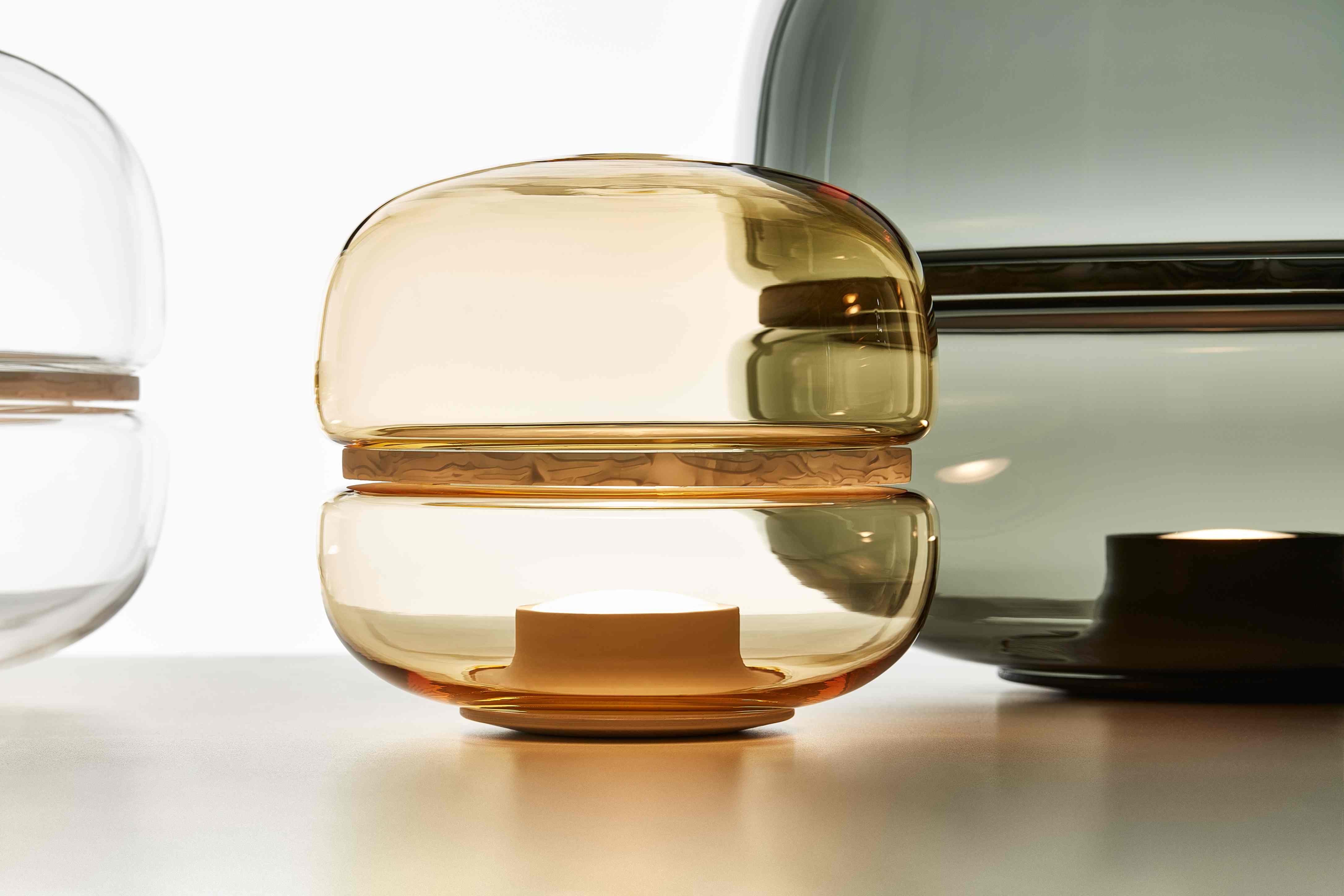 Macaron mini table lamp inflatable glass with onyx