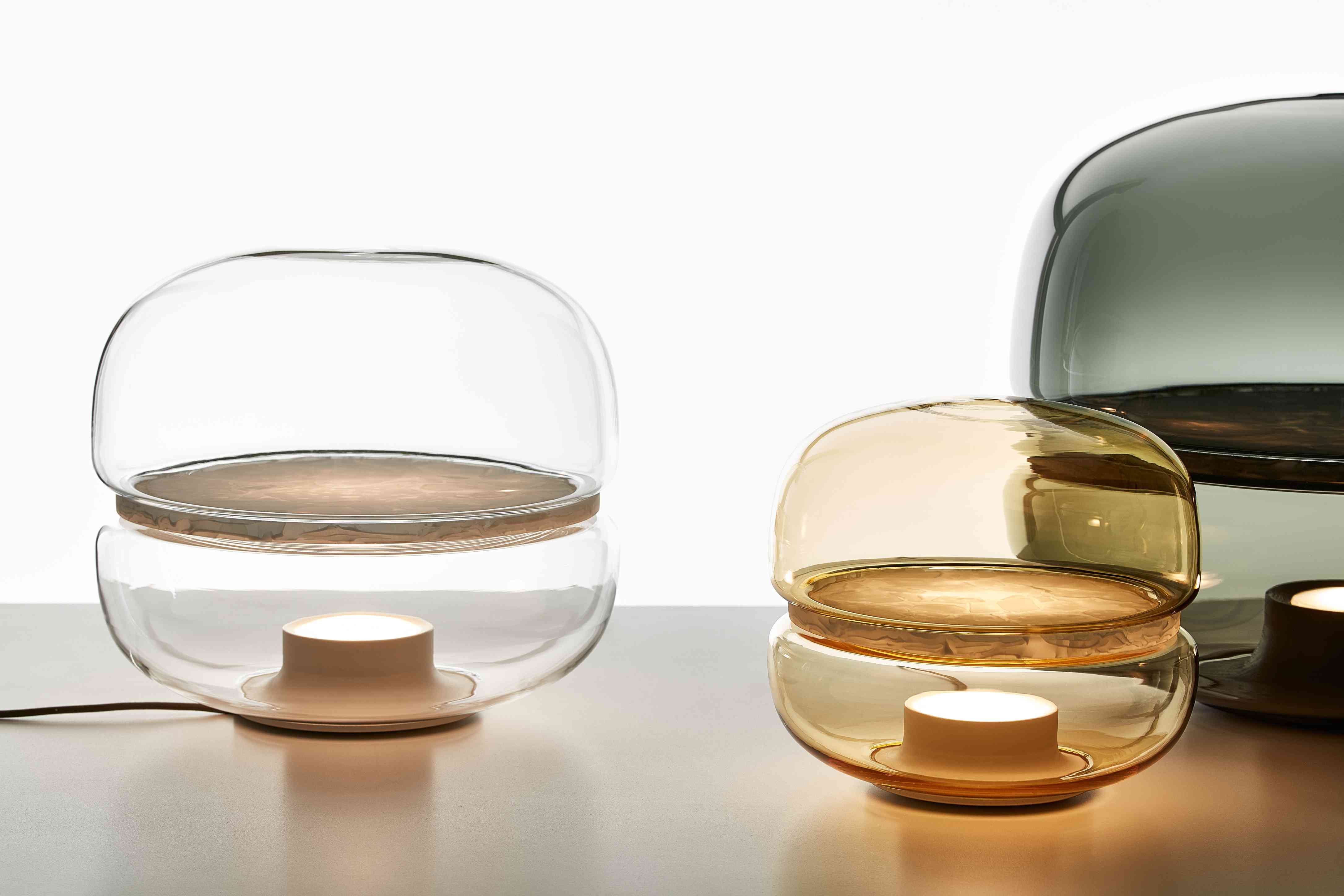 Macaron mini table lamp inflatable glass with onyx
