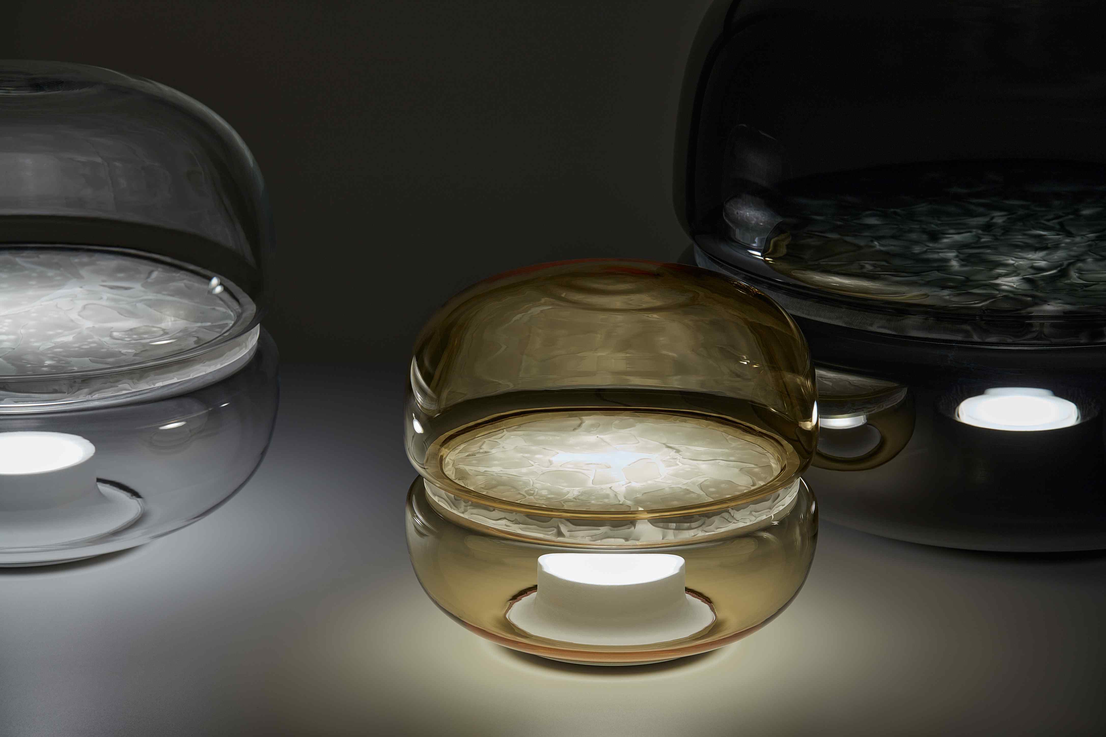 Macaron mini table lamp inflatable glass with onyx