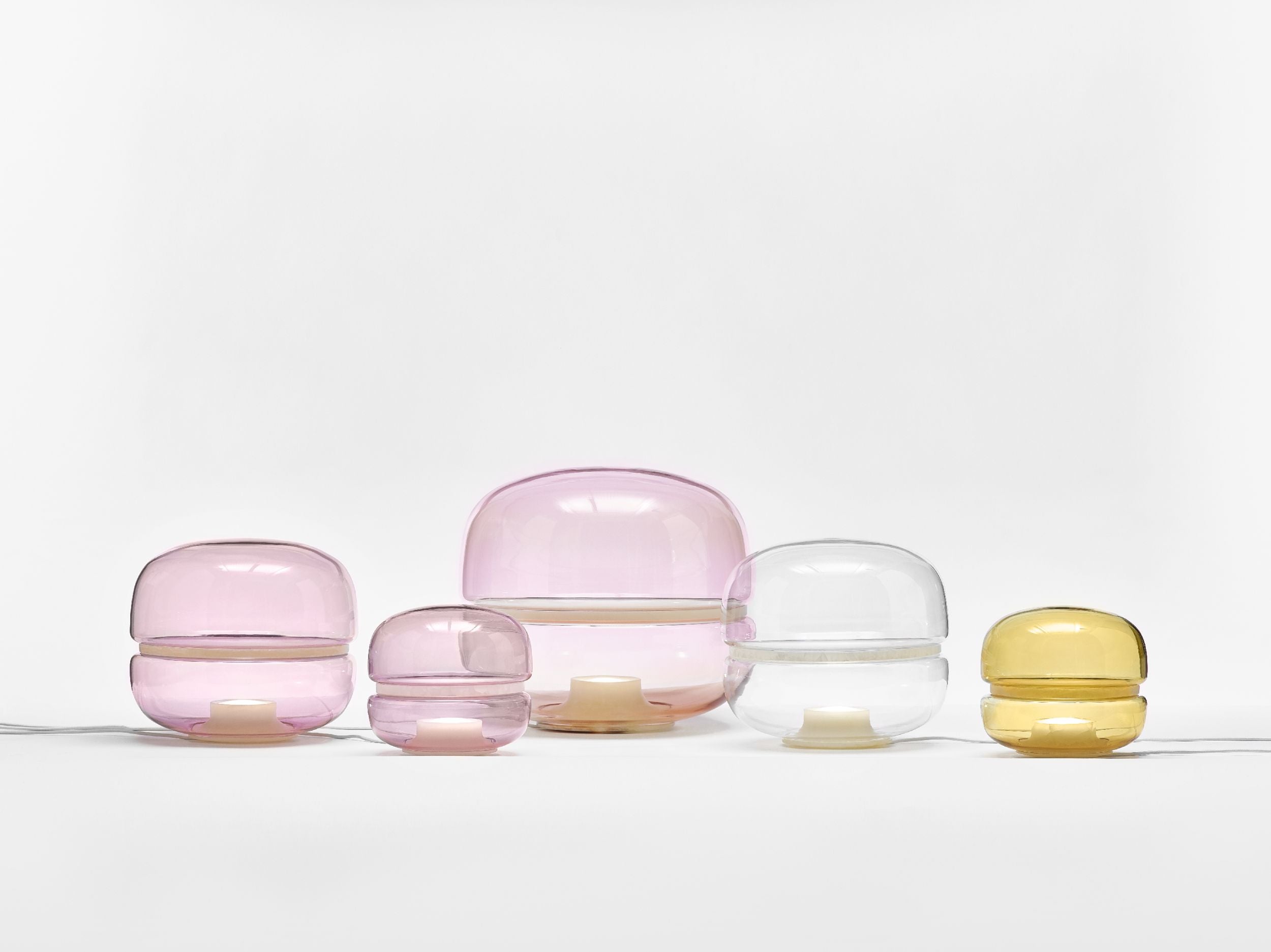 Macaron mini table lamp inflatable glass with onyx