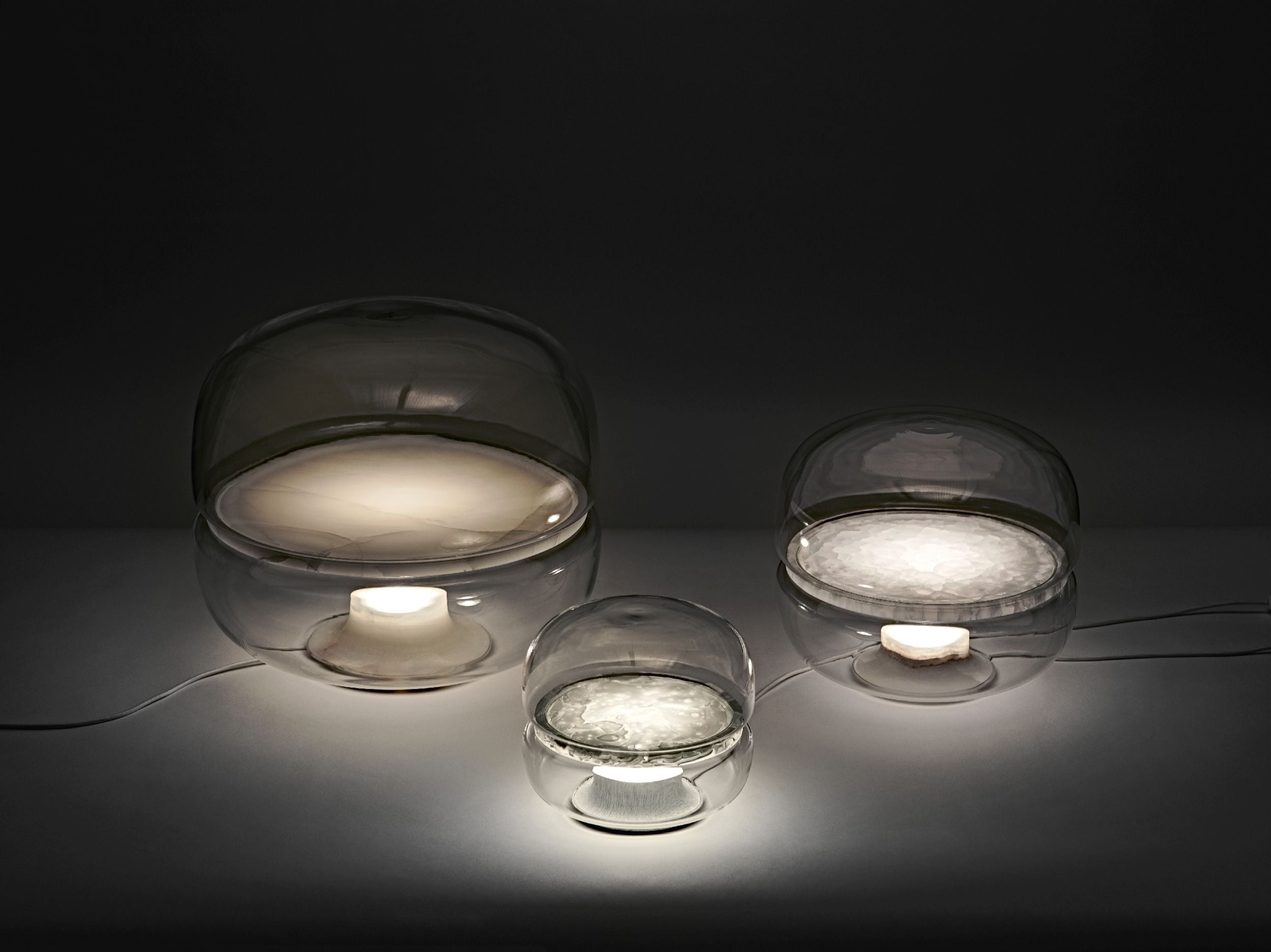 Macaron M table lamp inflatable glass with onyx