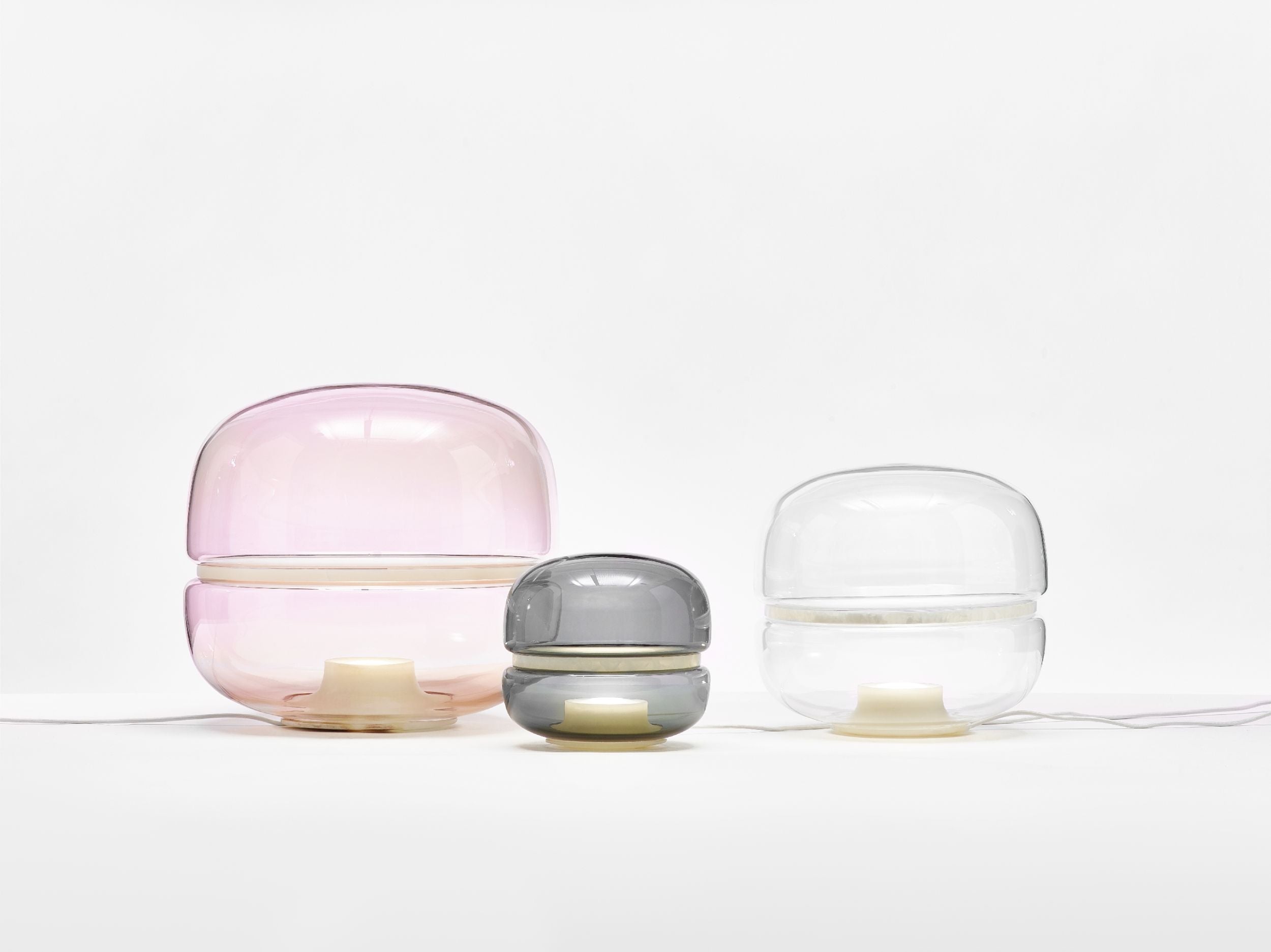 Macaron mini table lamp inflatable glass with onyx
