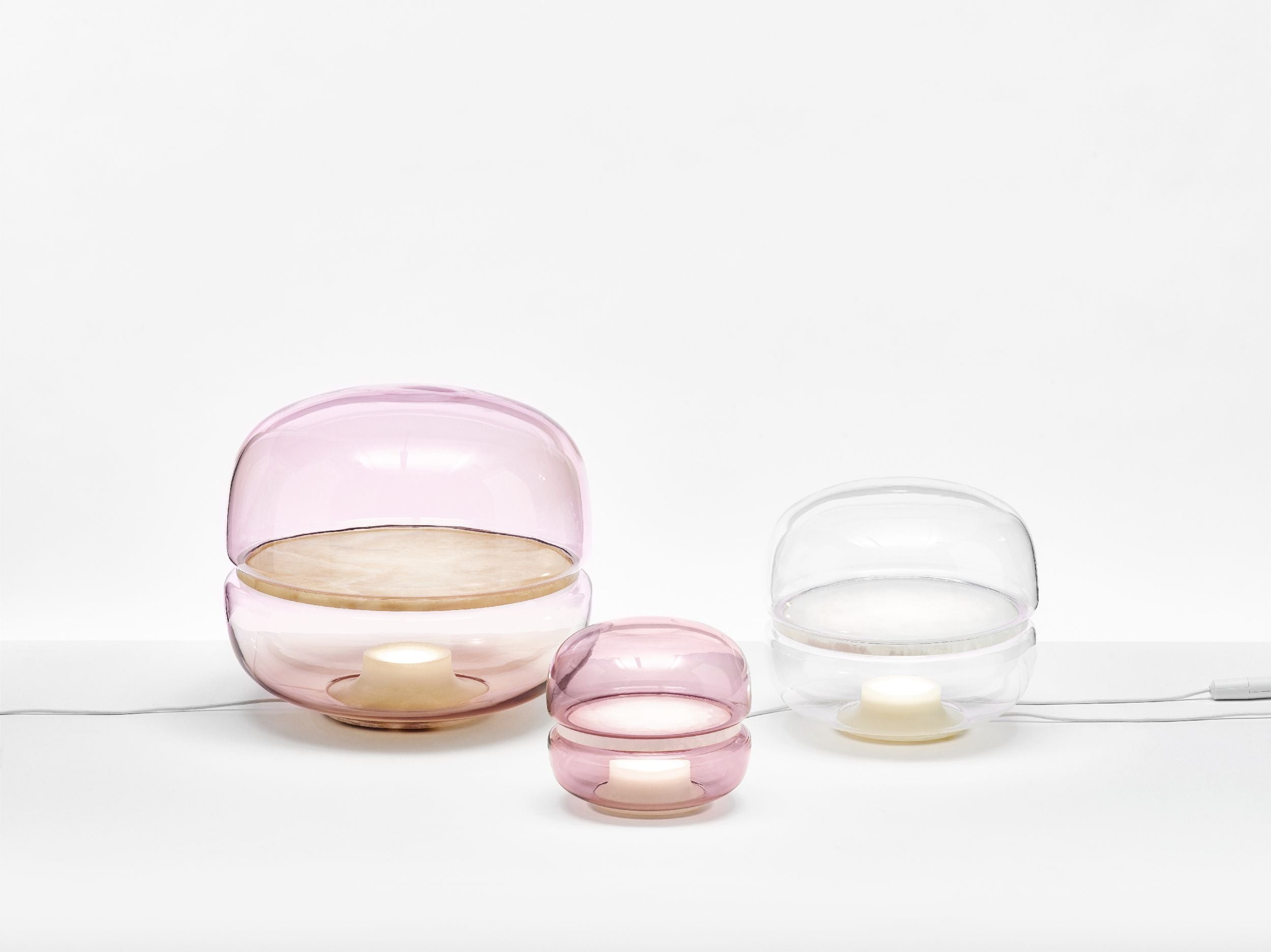 Macaron mini table lamp inflatable glass with onyx