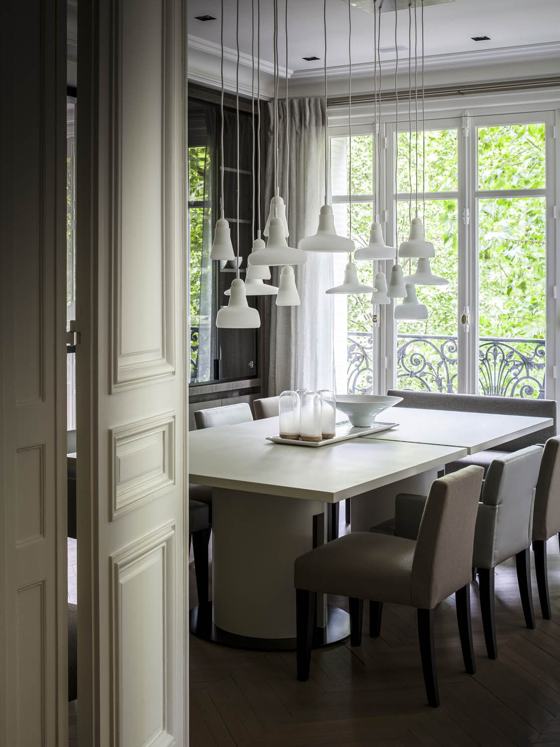 Shadows hanging lamp - set rectangular large shiny glass