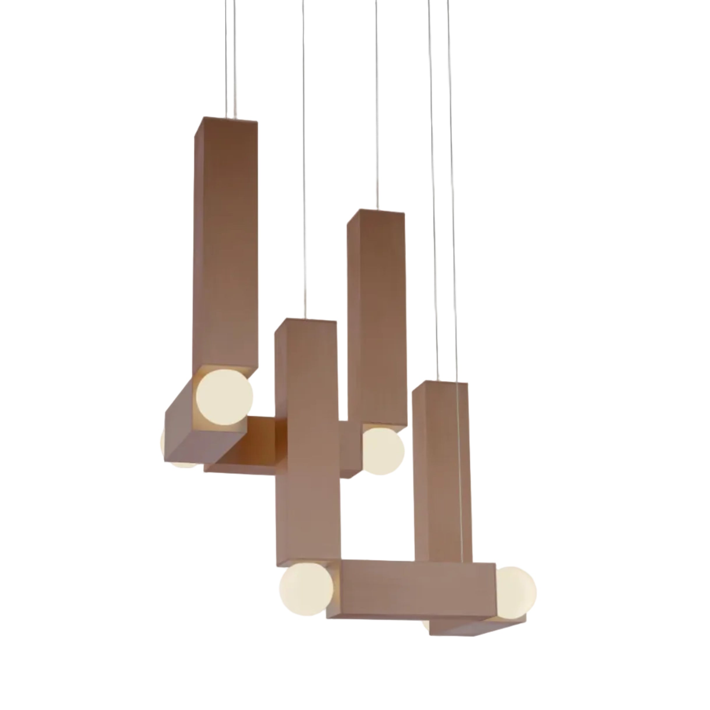 Lampa visící VESPER DUO s opálovým stínidlem a hnědým povrchem