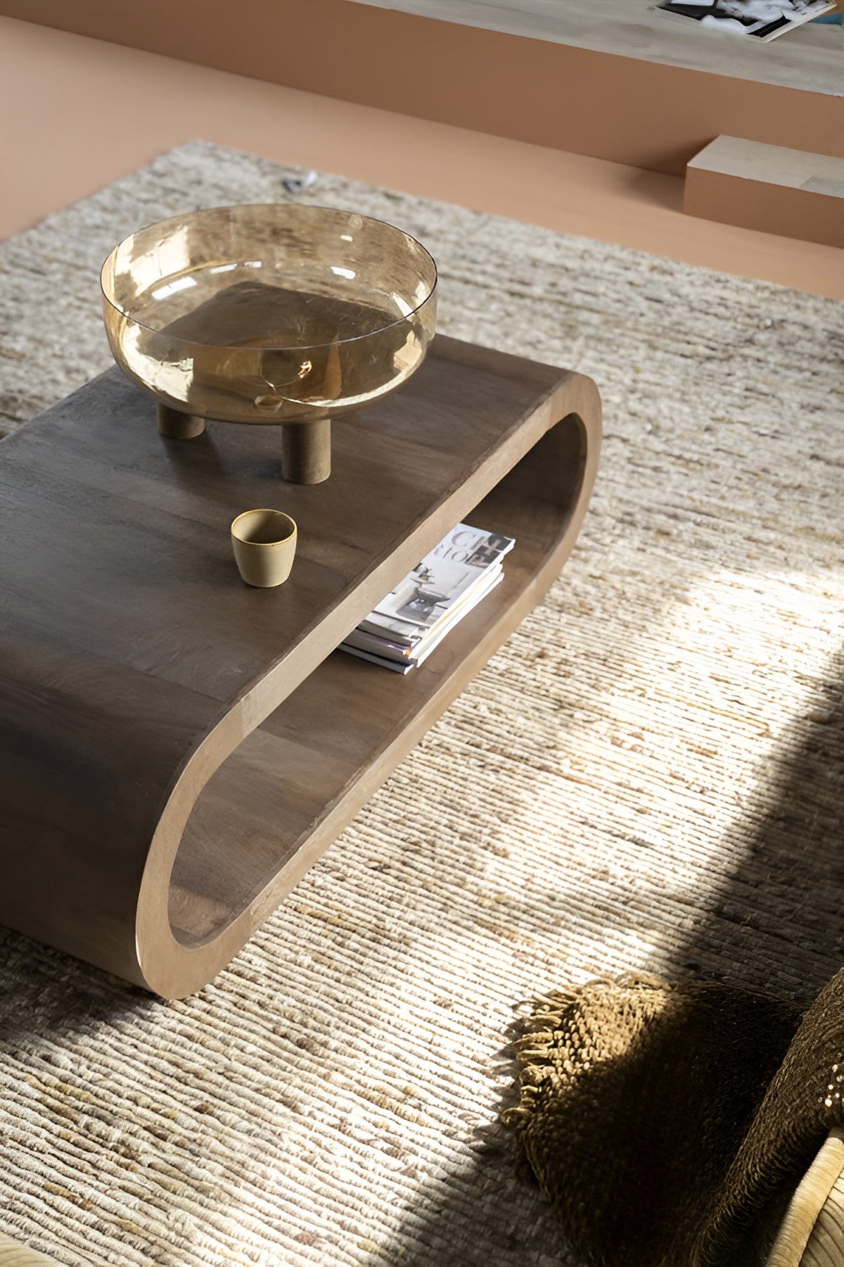 Stolik kawowy ELORA ciemnobrązowe drewno mango