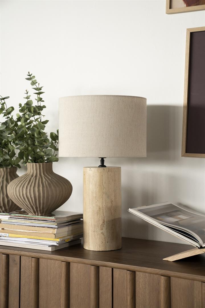AMARA travertine table lamp with beige shade