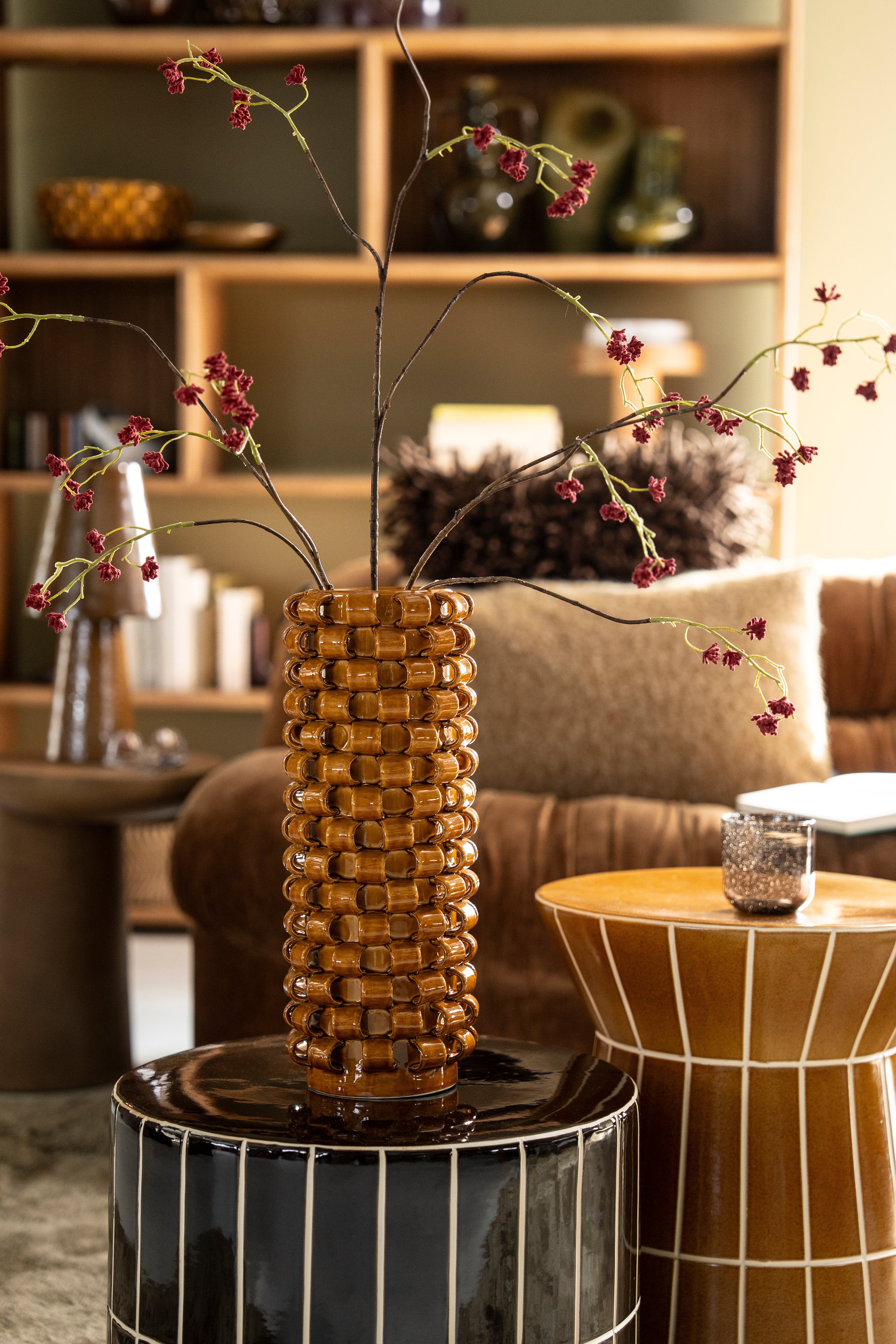 Váza LOOPA hnědá keramika