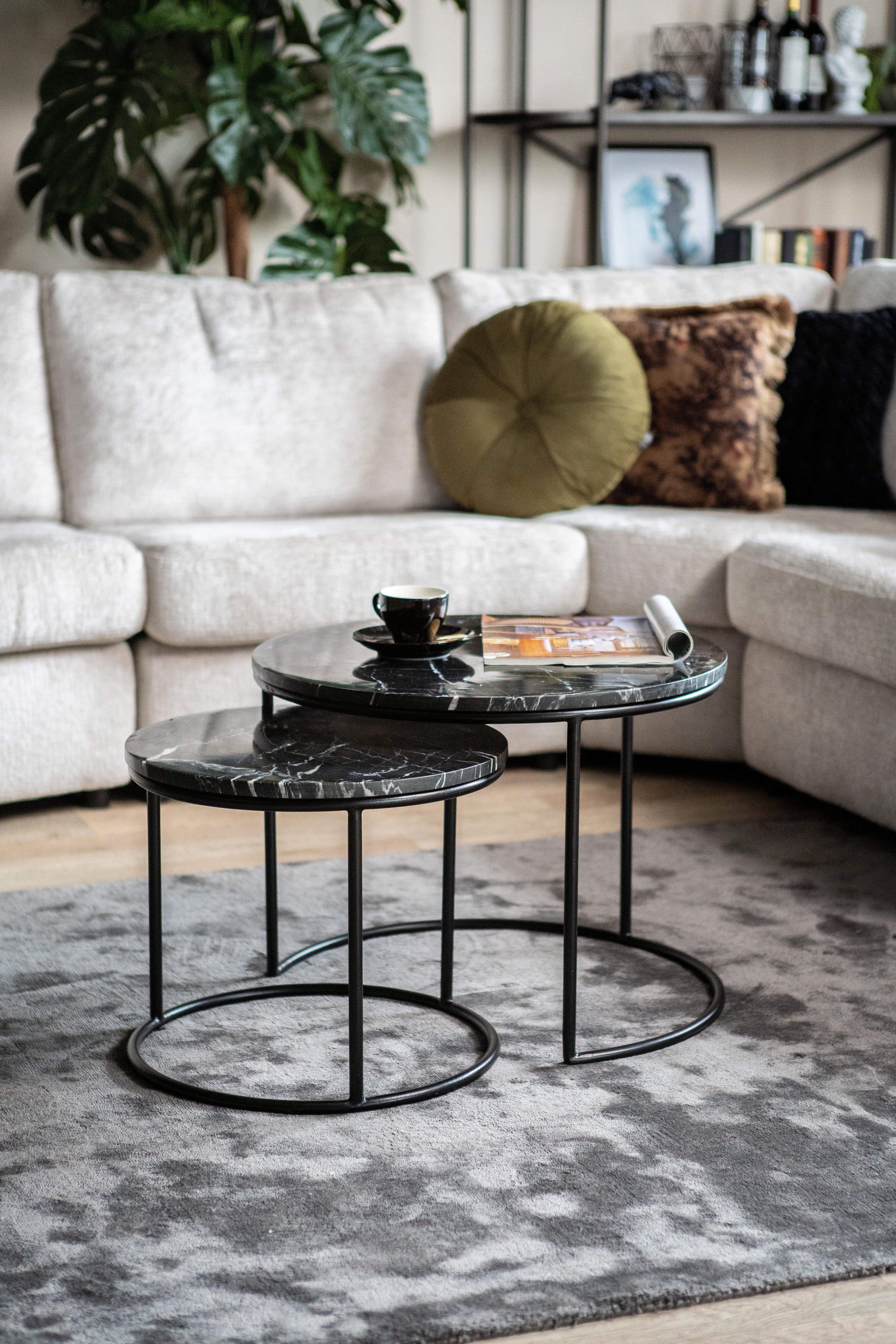 ROMEO black marble coffee table set