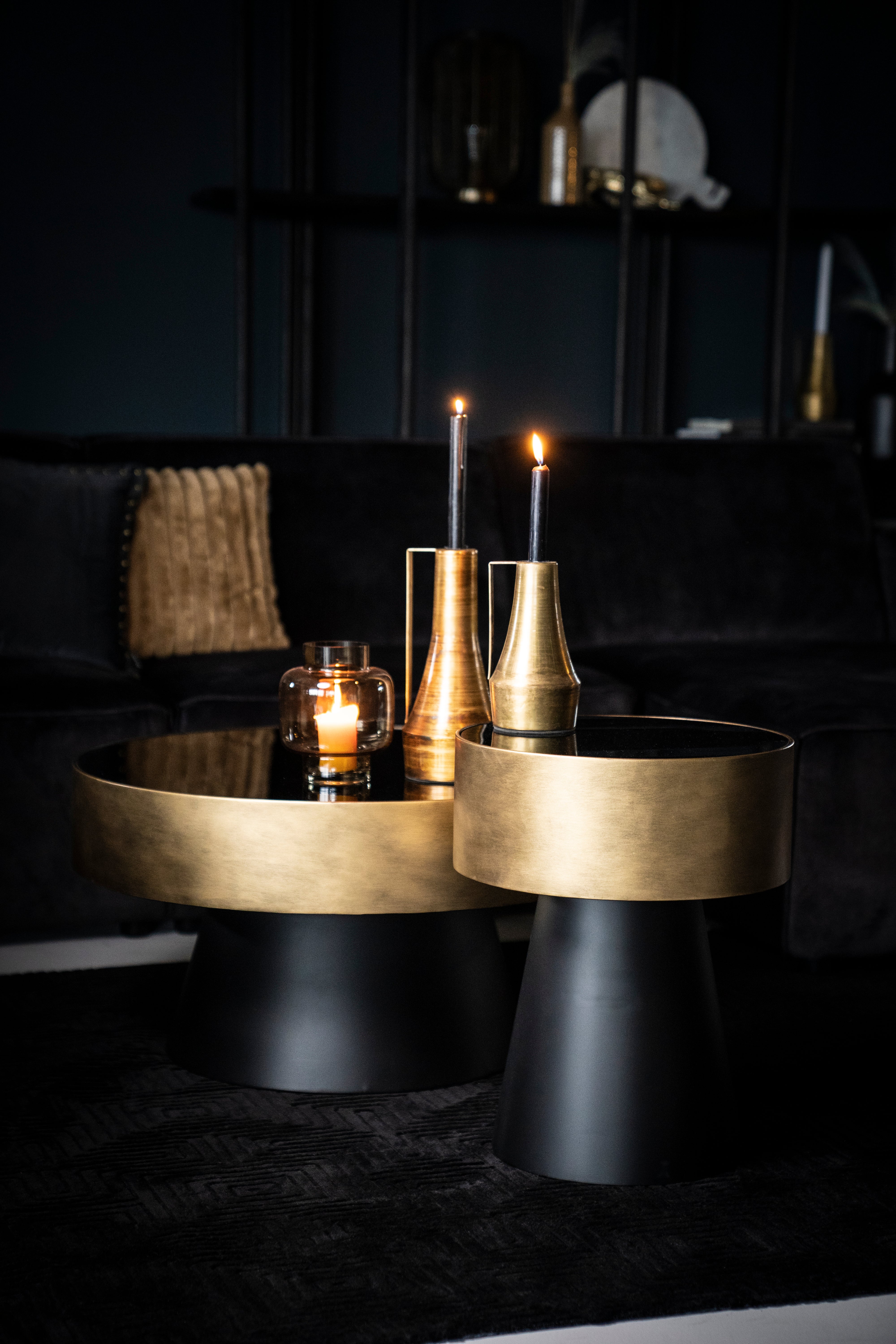 BUNGA Gold Side Table with Black Base