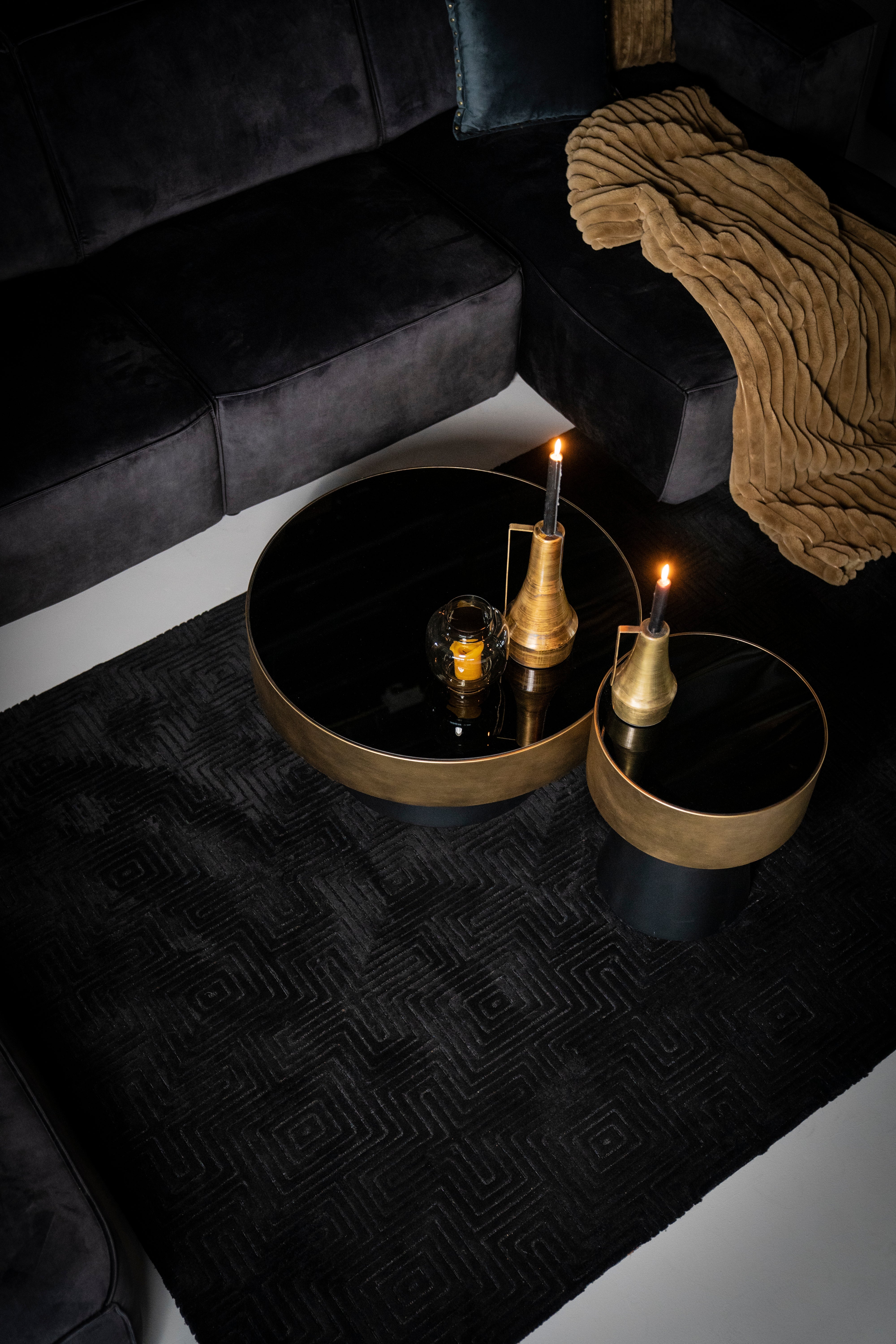 BUNGA Gold Side Table with Black Base