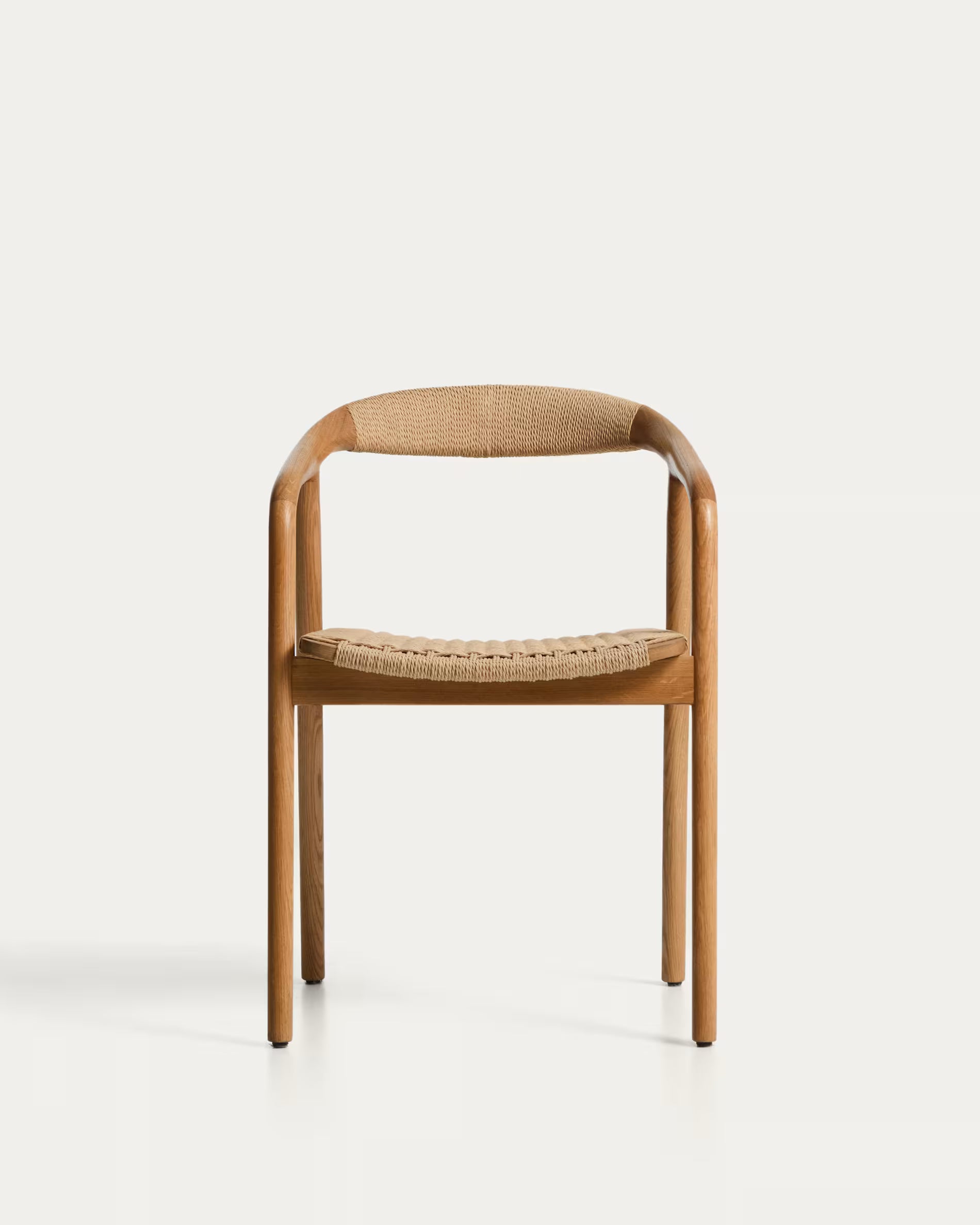 DERILE Chair in Beige with Wooden Base