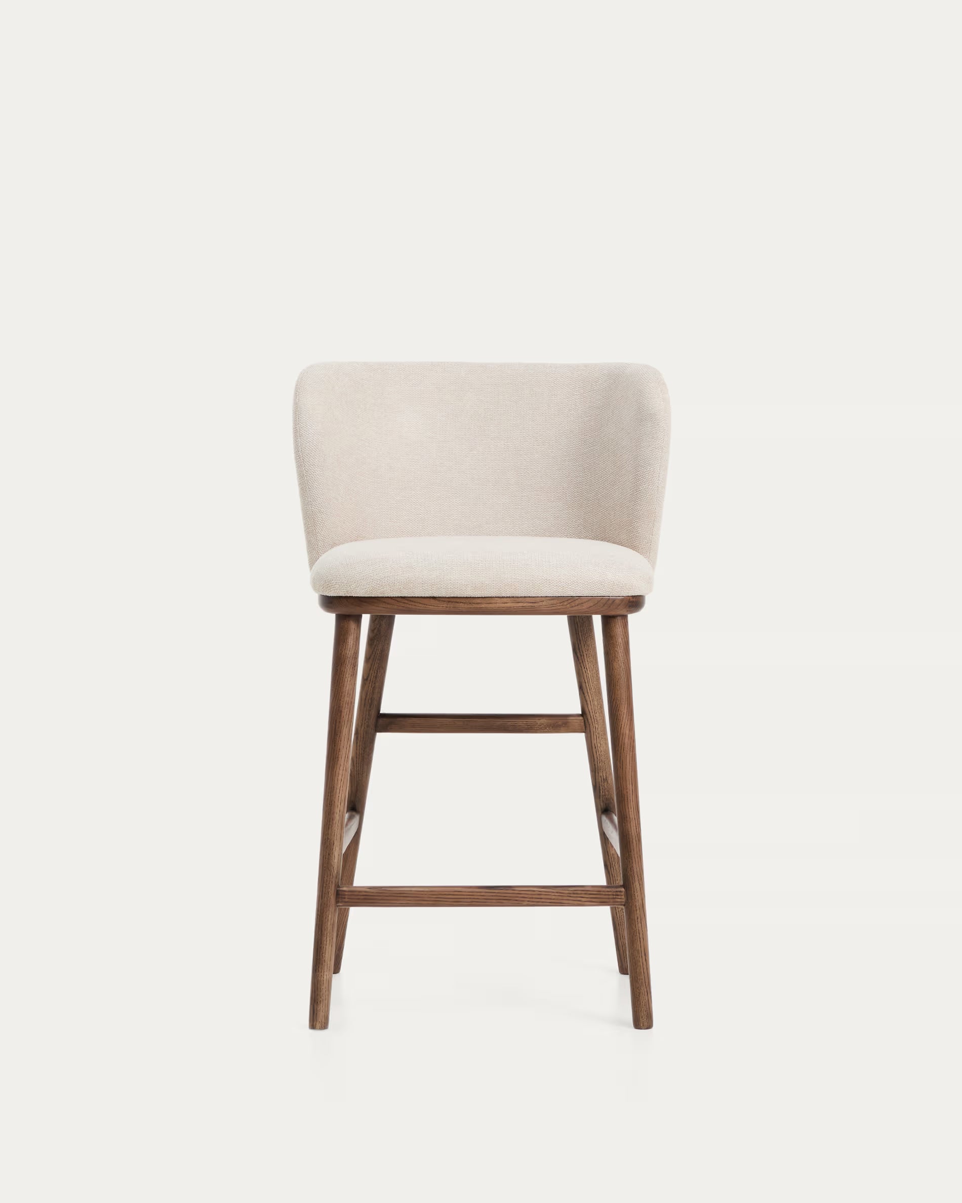 Bar Stool CISELIA beige chenille with dark ash base
