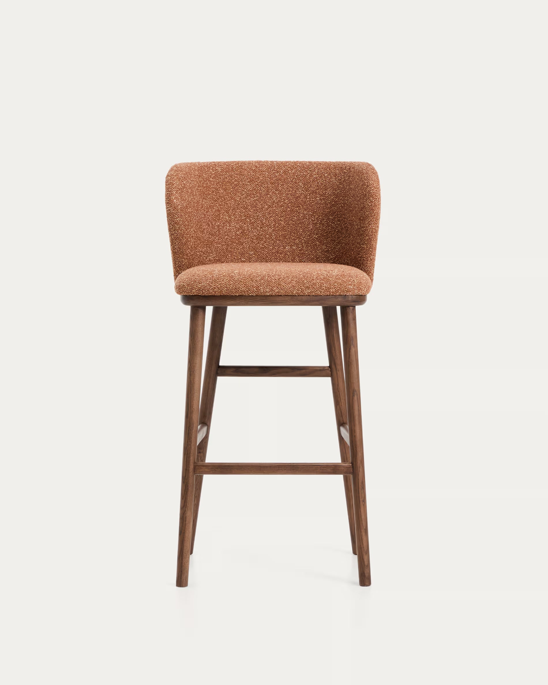 Bar stool CISELIA brick chenille with dark ash base