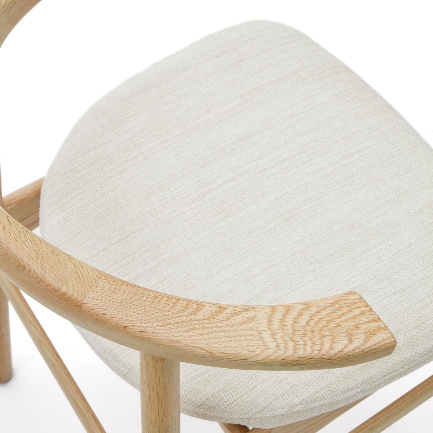 TIMONS chair in beige chenille with an oak base