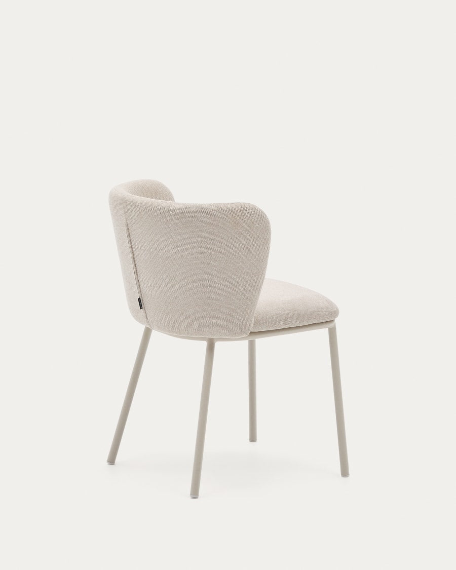 Krzesło w tkaninie szenilowej CISELIA beżowy z beżową podstawą