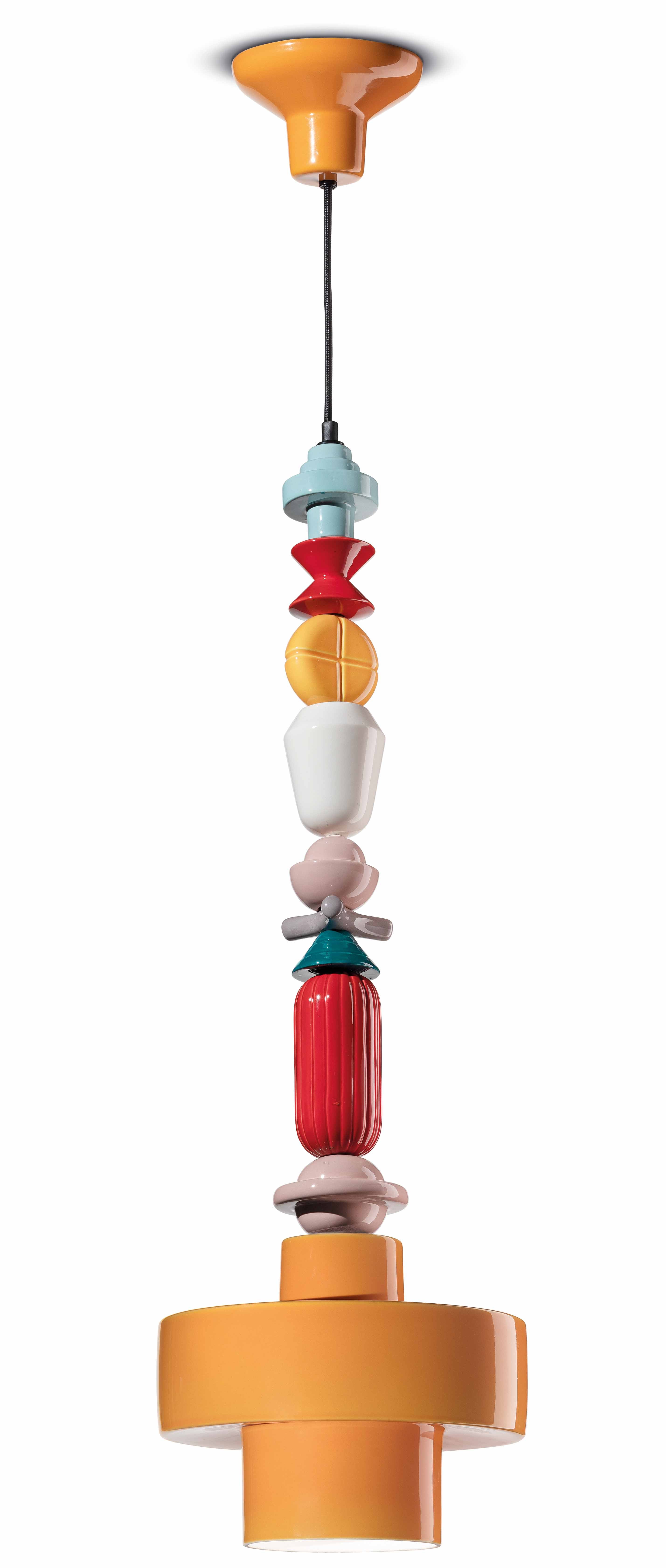 Závěsná keramická lampa LARIAT ROLL žlutá