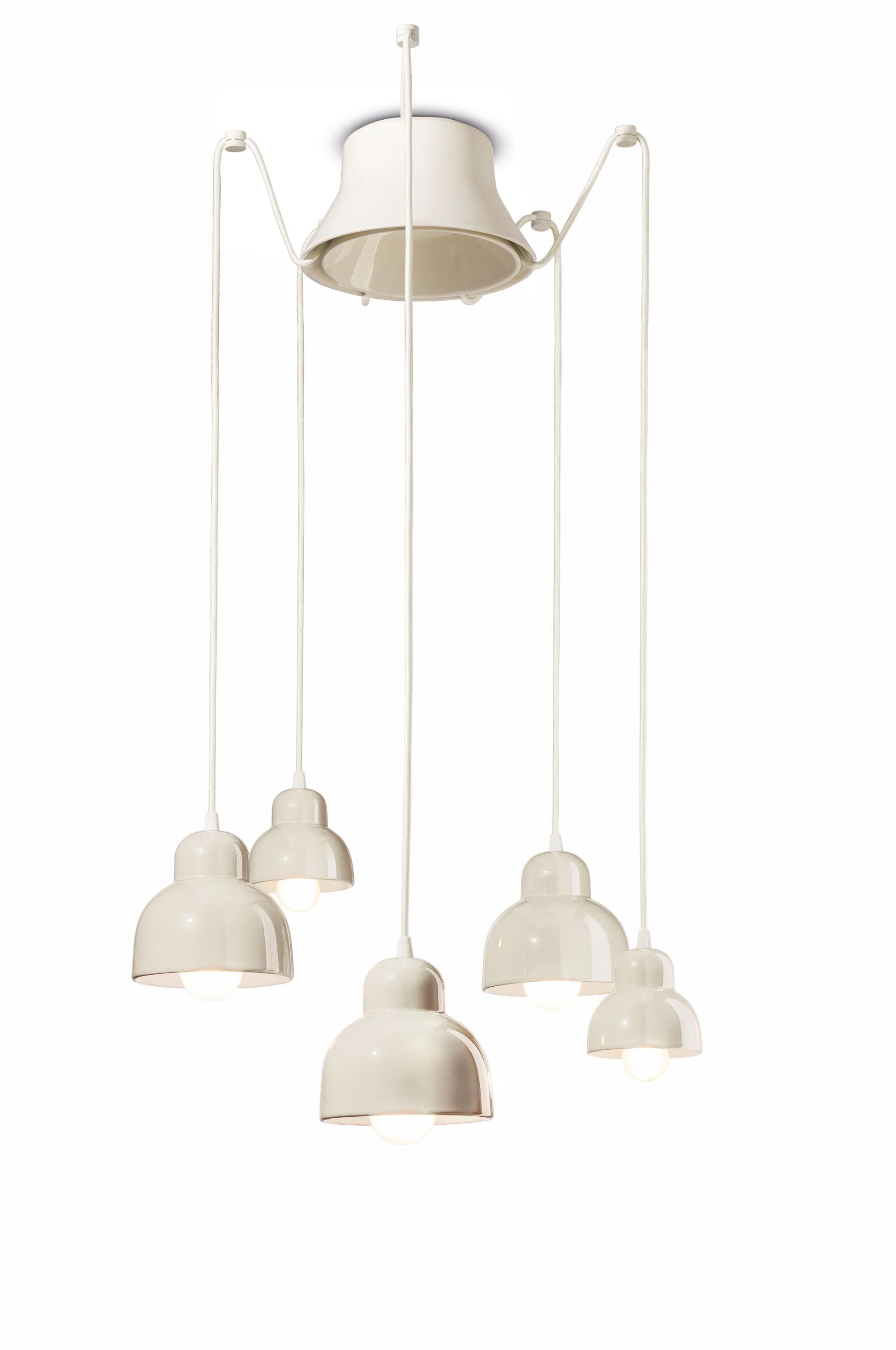Cream ceramic chandelier BERIMBAU