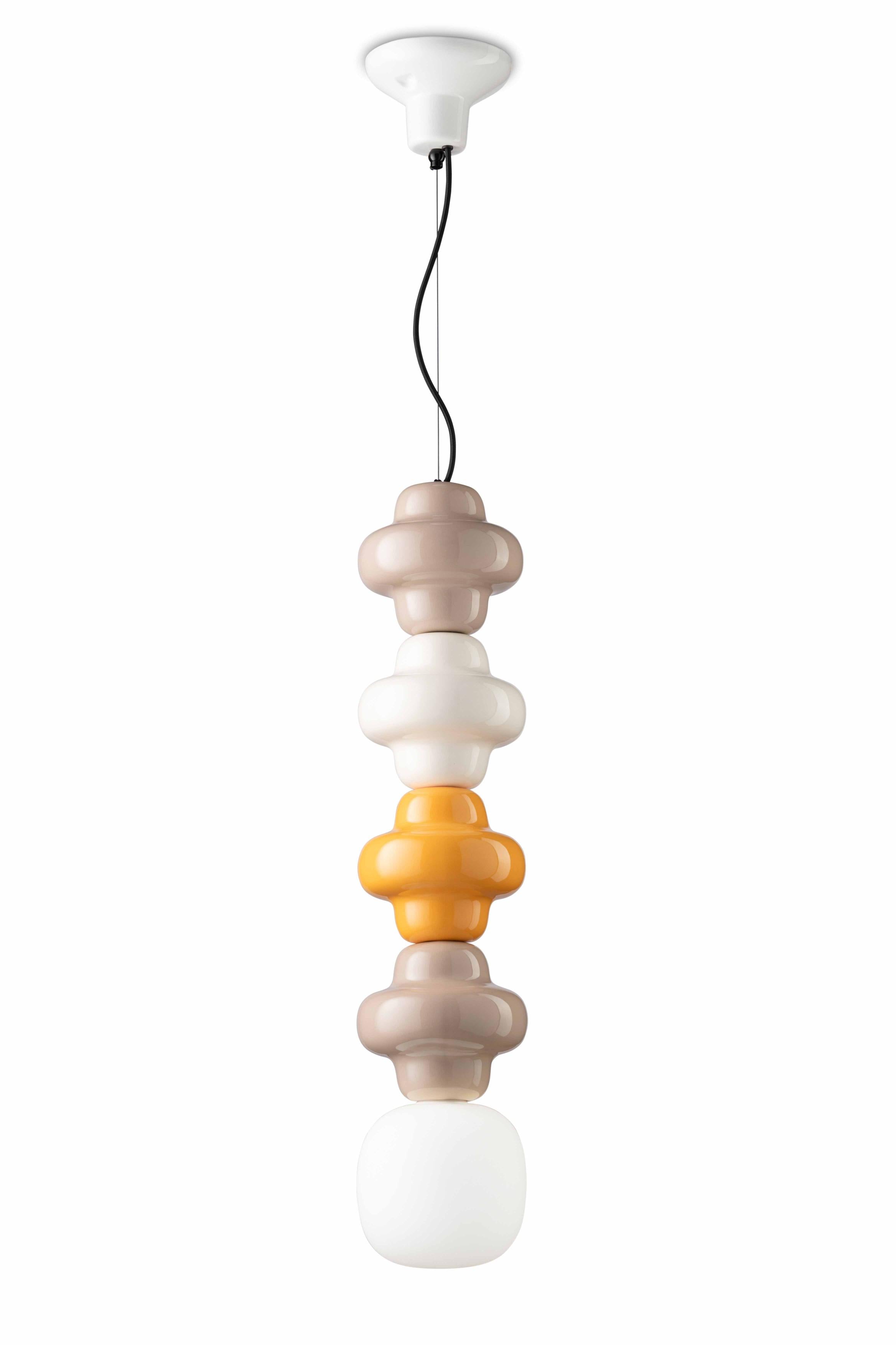 COPACABANA MIX ceramic pendant lamp in beige with yellow and cream