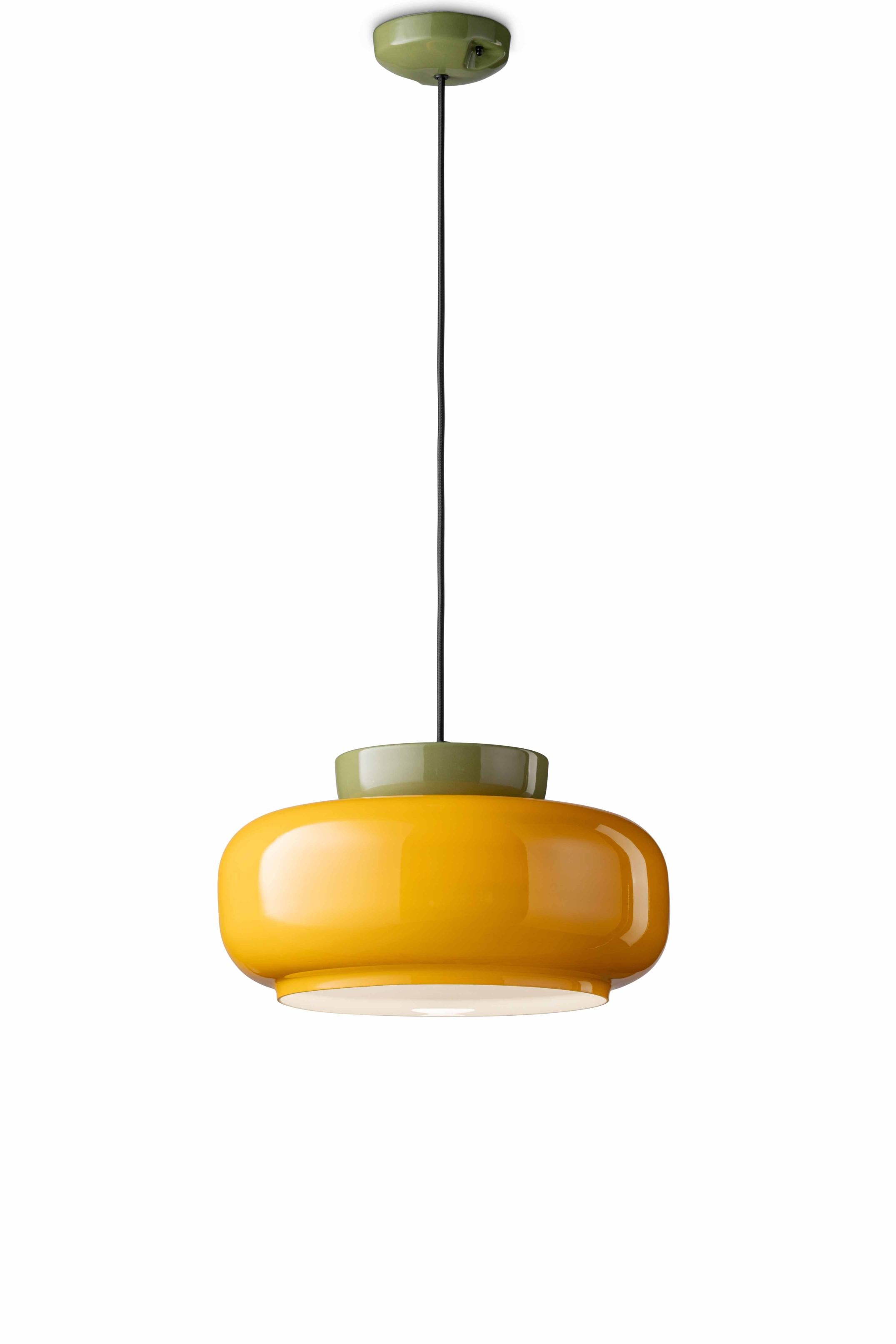 MARACANÀ yellow ceramic pendant lamp with sage