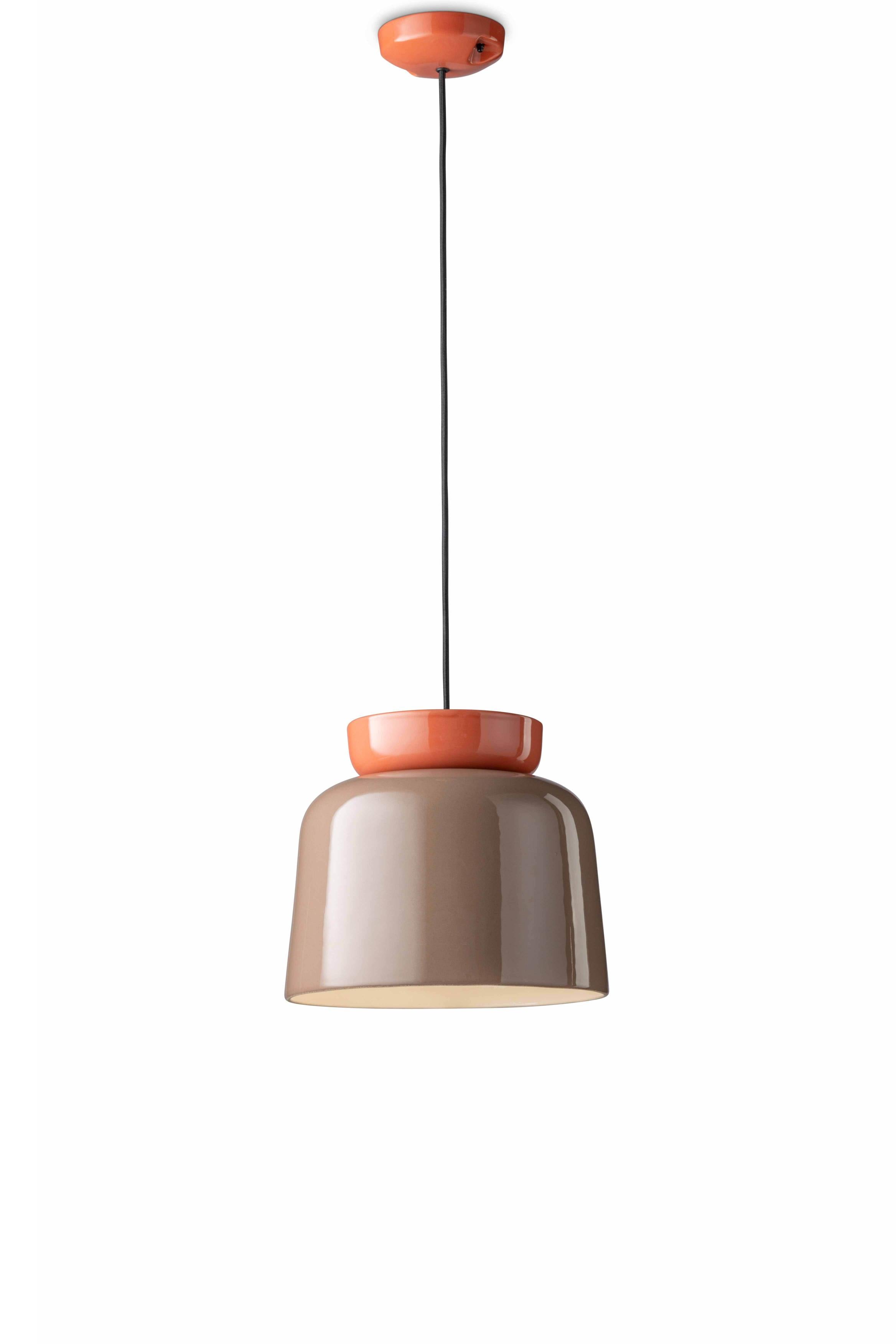 Závěsná keramická lampa CORCOVADO moka s oranžovou