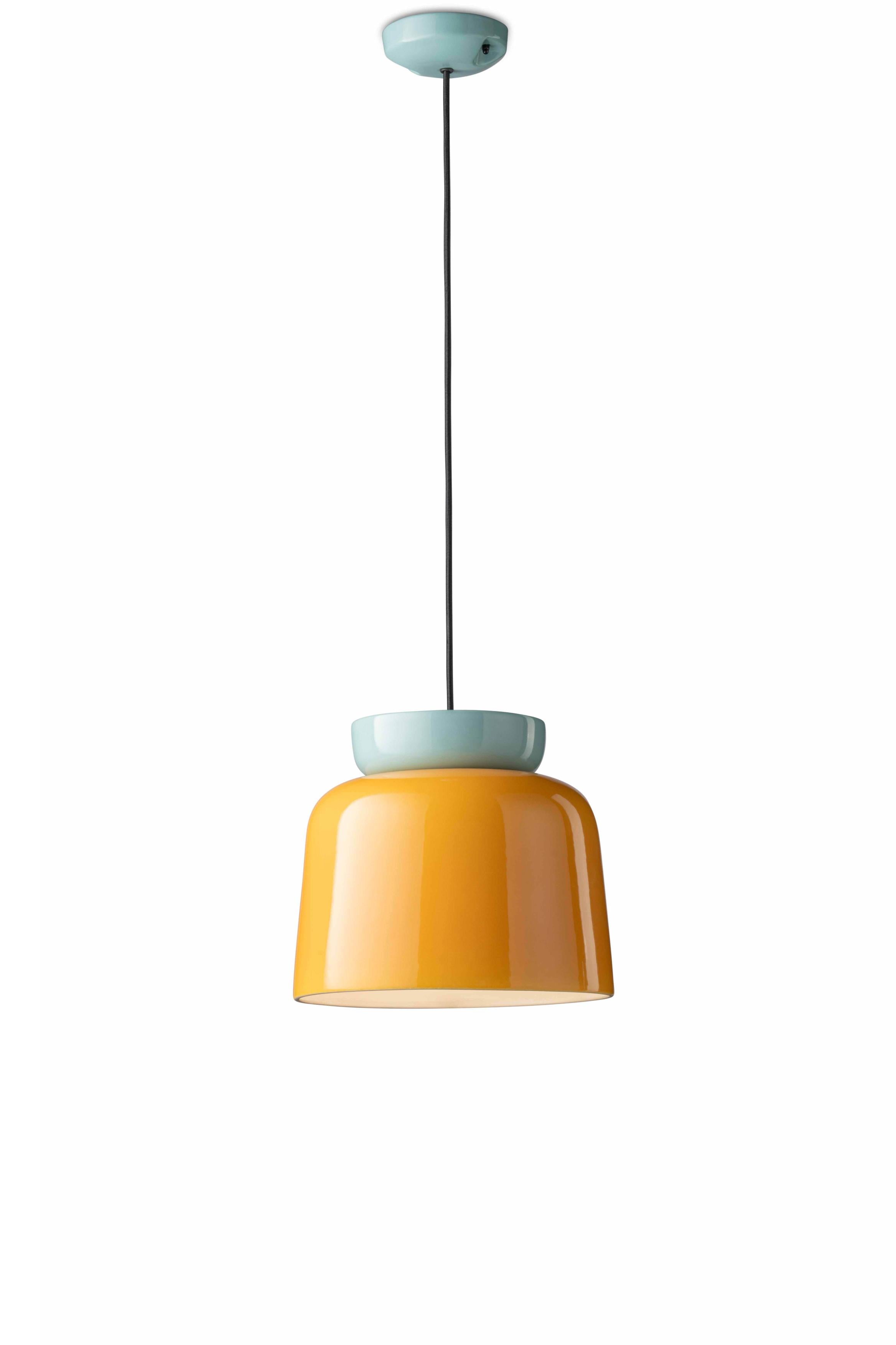 Závěsná keramická lampa CORCOVADO žlutá s modrou
