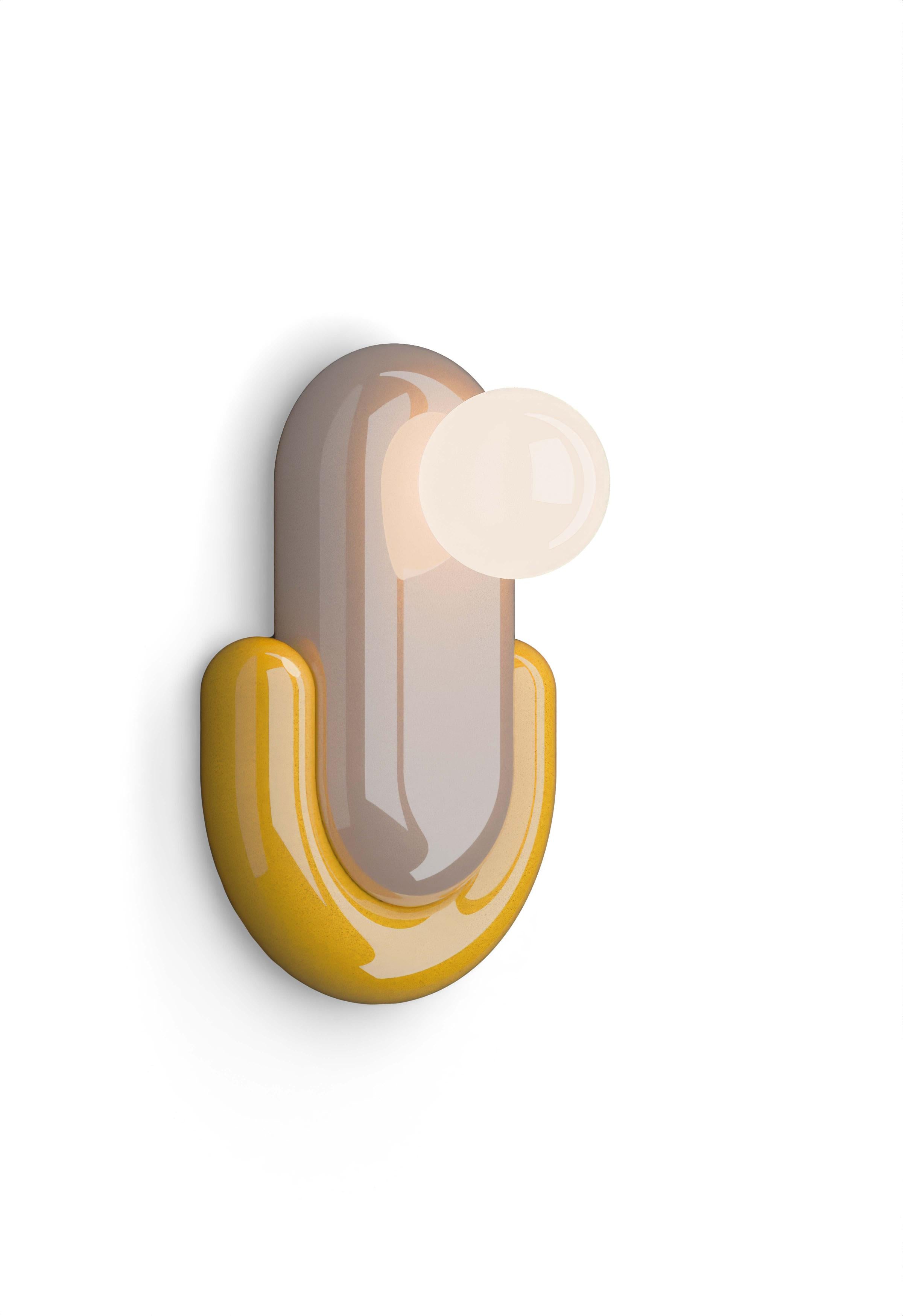 Beige ceramic wall lamp ECLAIR with yellow