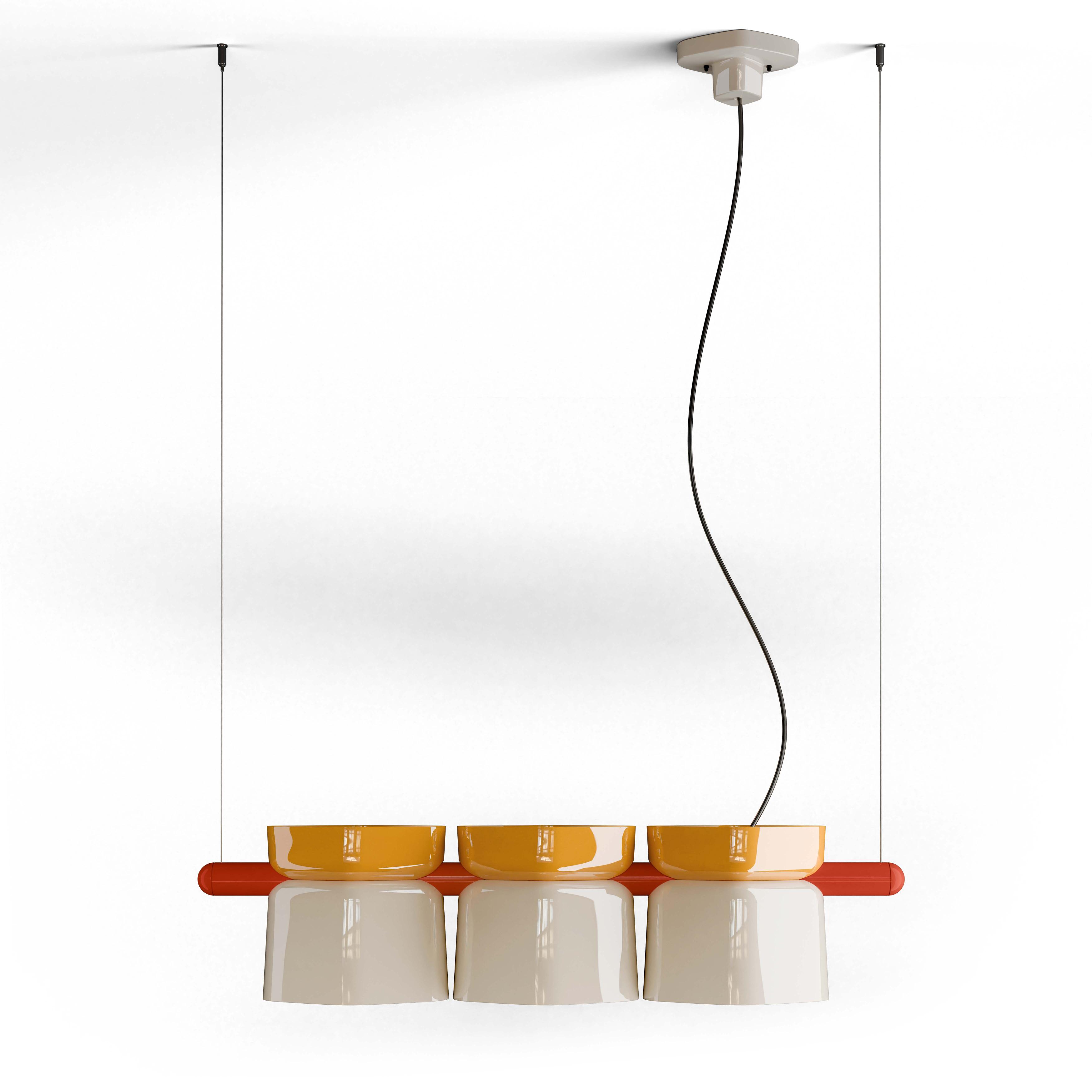 YAKITORI cream ceramic pendant lamp with yellow and orange