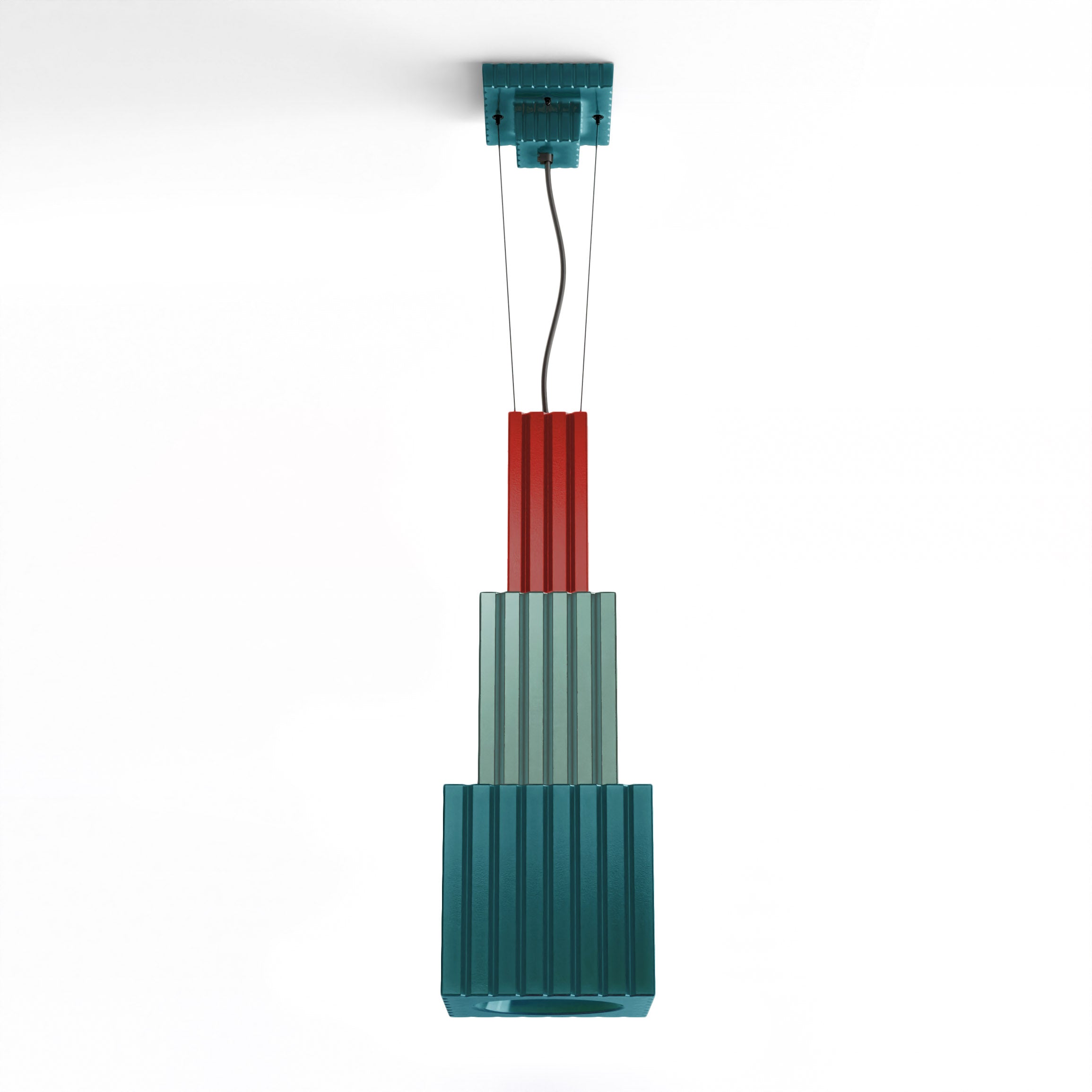 Lampa wisząca ceramiczna METRA niebieski z pomarańczowym