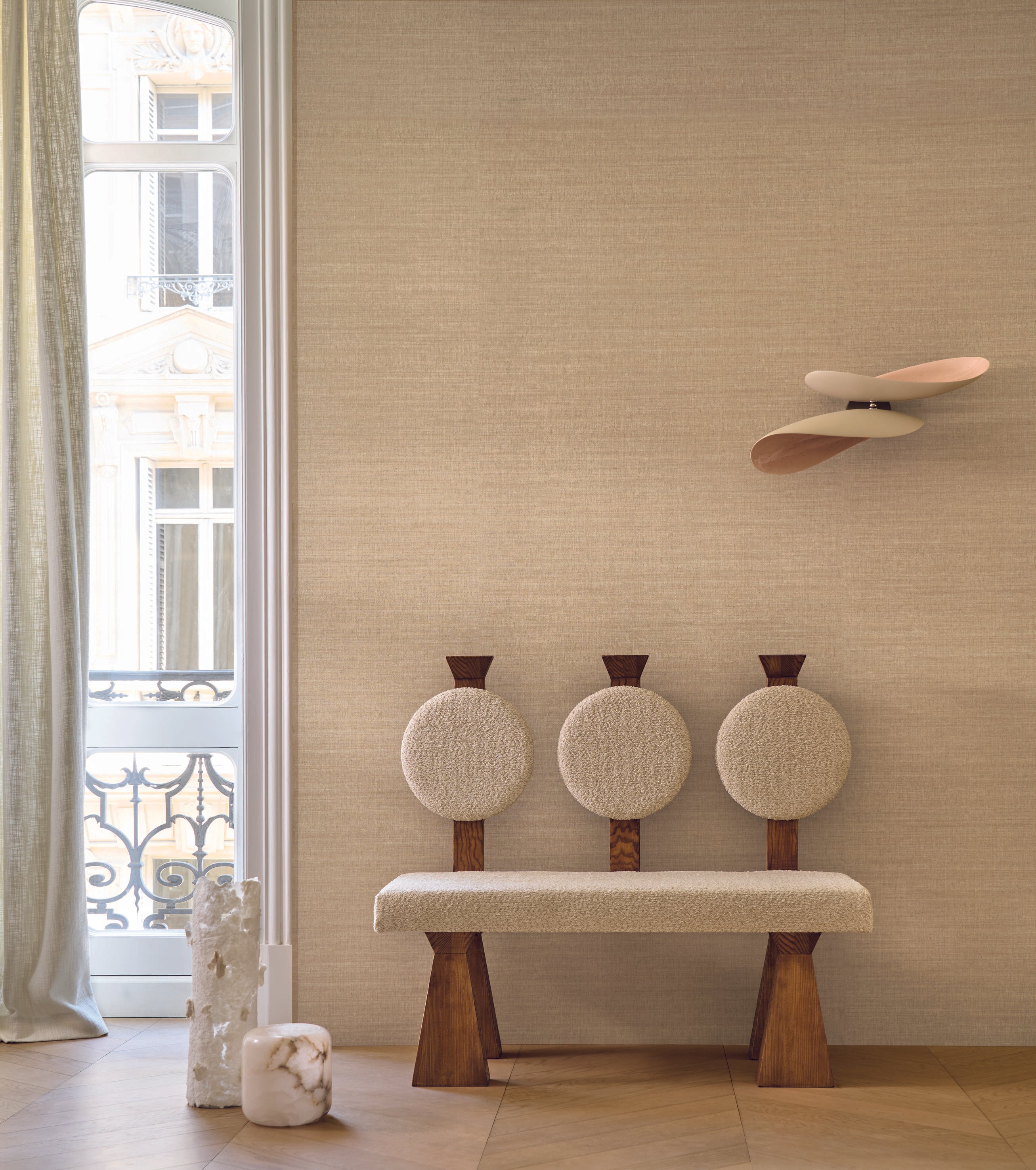 Tapeta strukturalna imitująca jedwab SORA - CELADON herbaciany zielony