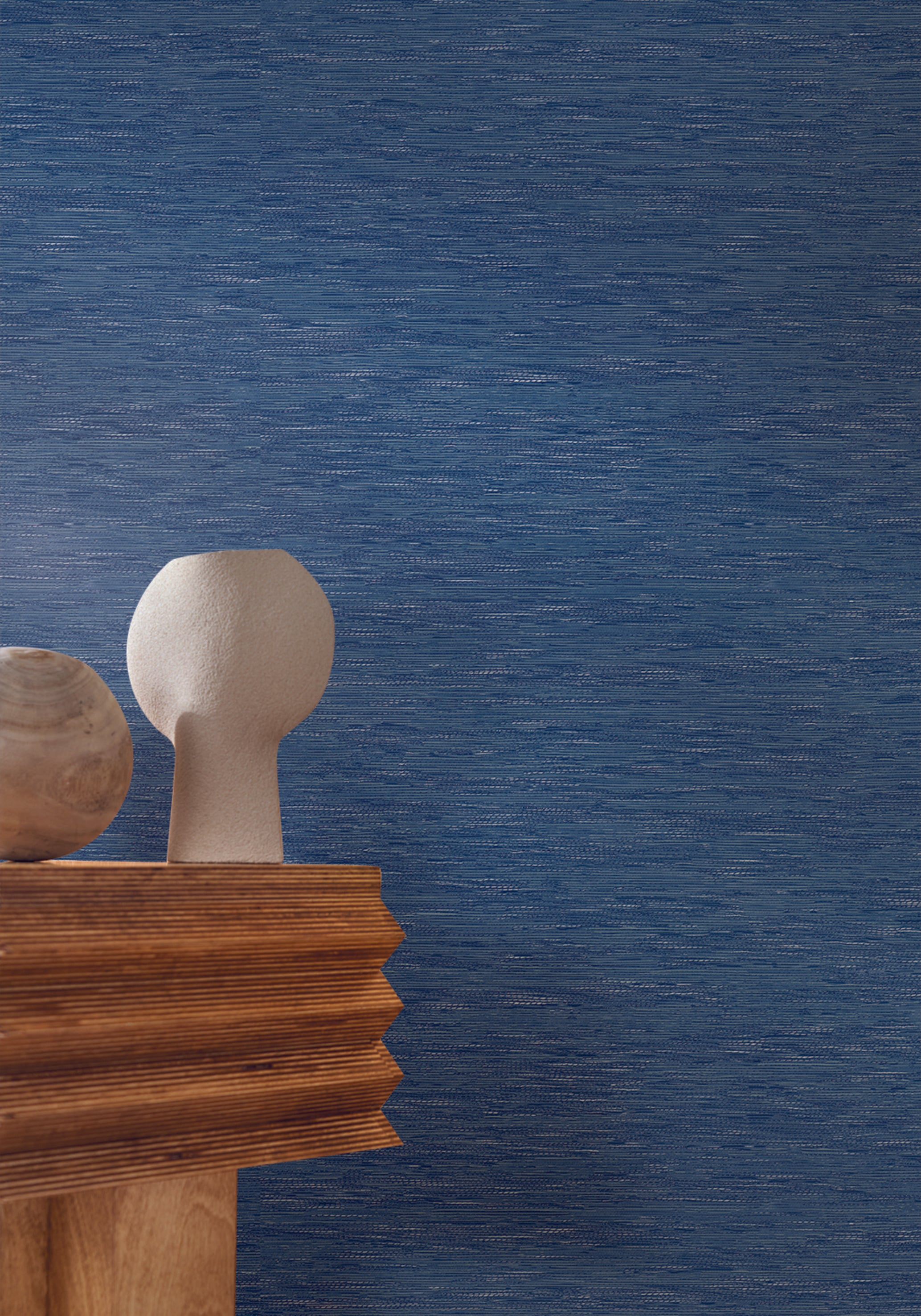 Tapeta se strukturou napodobující žakárovou tkaninu TATAMI - BLEU ELÉCTRIQUE tmavě modrá