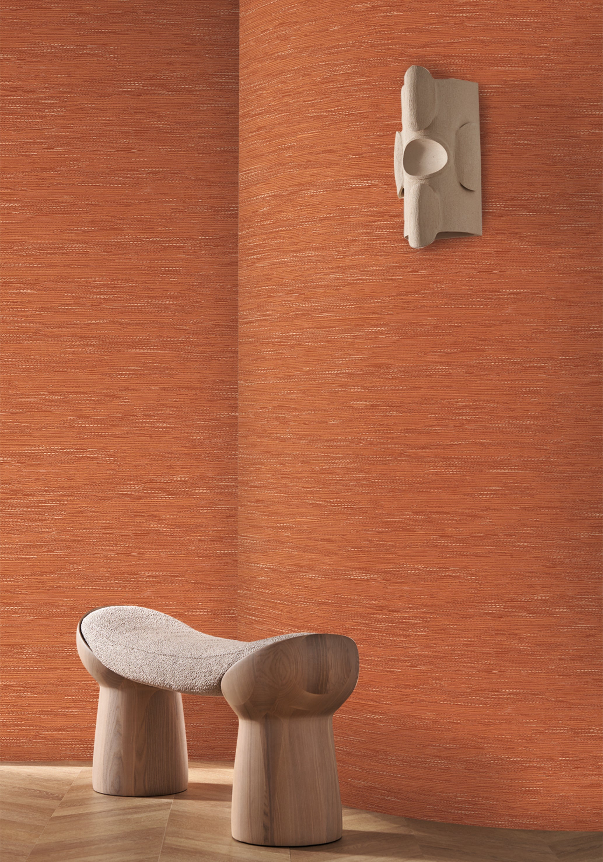 Tapeta se strukturou napodobující žakárovou tkaninu TATAMI - ORANŽOVÁ BRÜLÉ tmavě oranžová