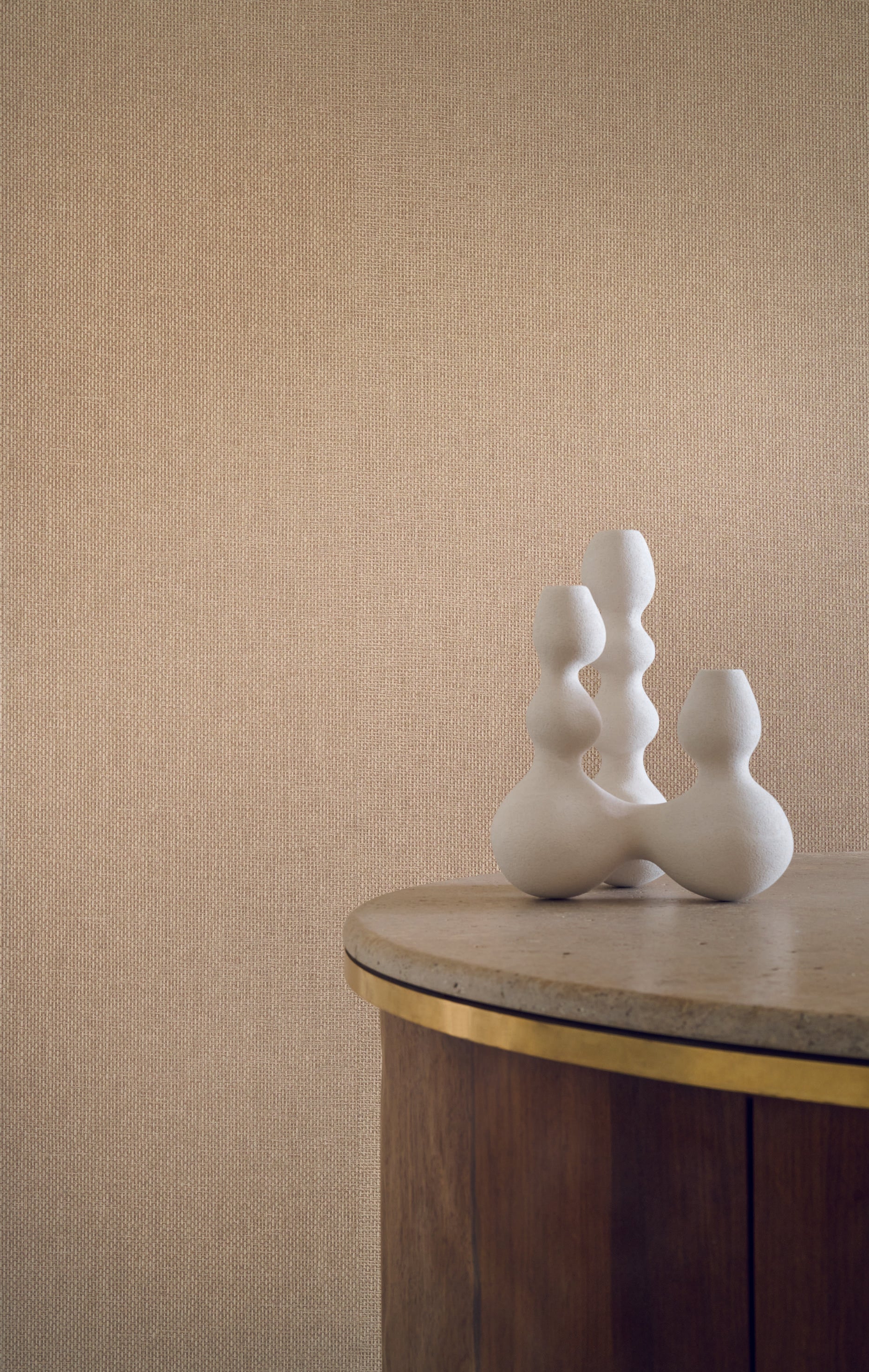 Structural wallpaper imitating raffia VANNORA - CÉLADON greenish-gray