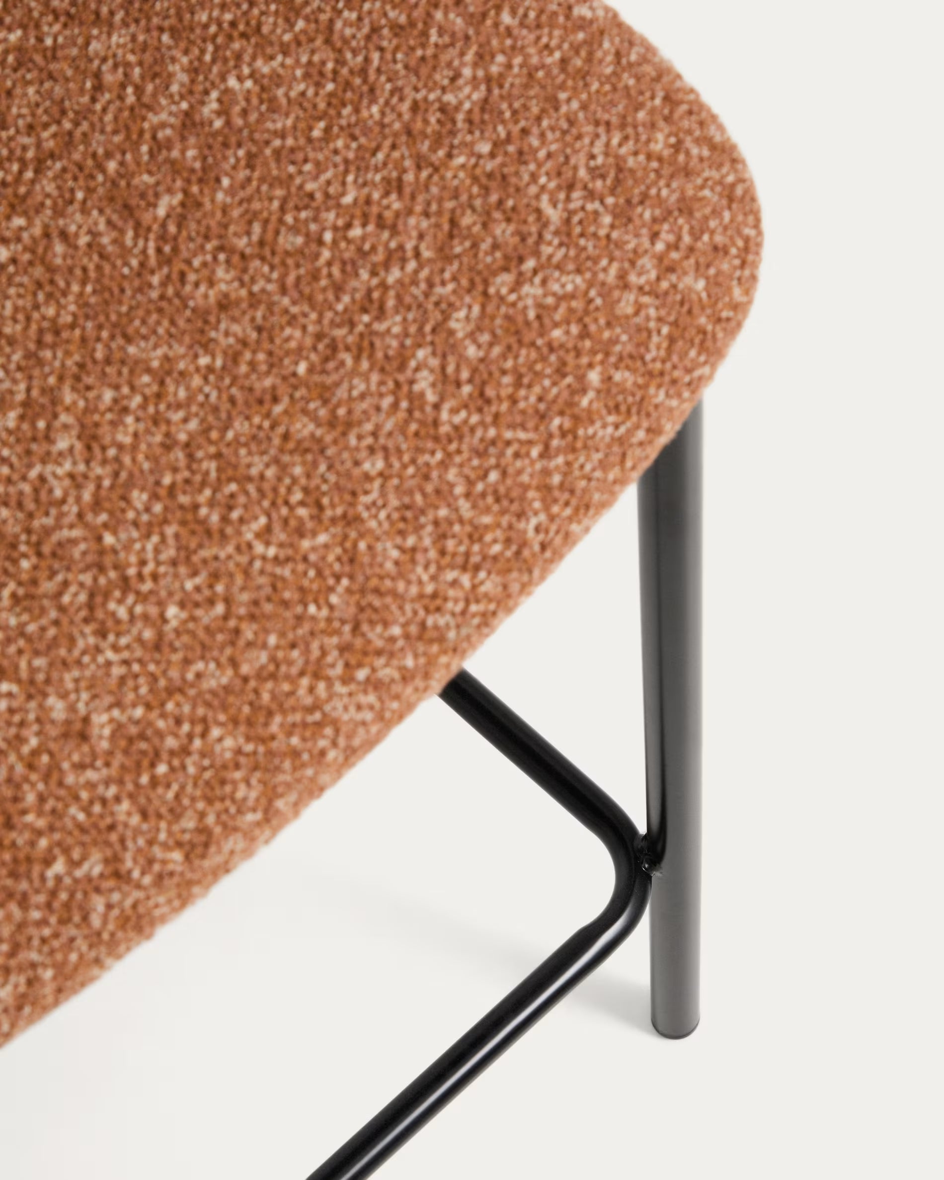 Bar stool CISELIA brick chenille with black base